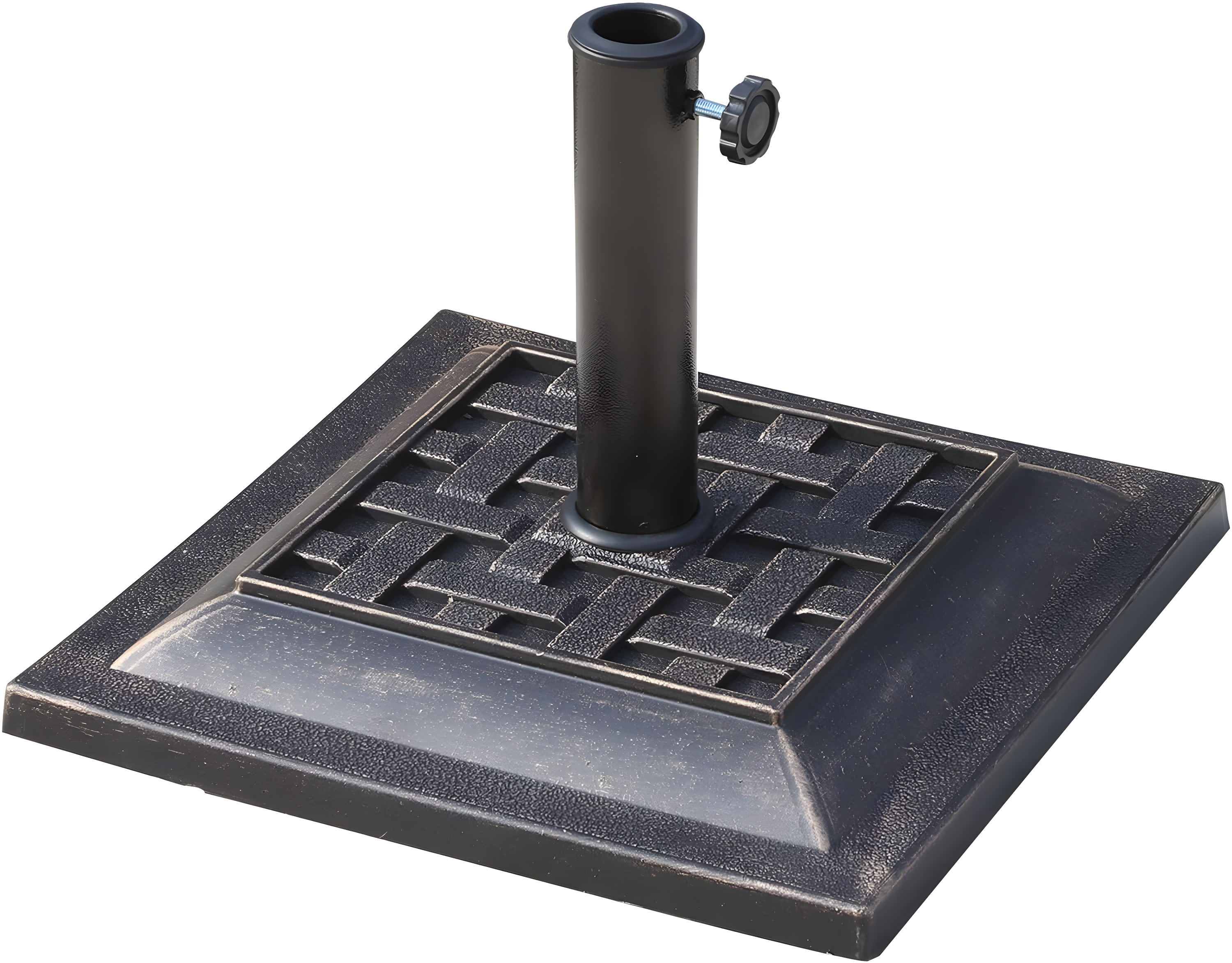 Outsunny 20 lbs Patio Market Umbrella Base Stand Resin Parasol Holder Square with Beautiful Decorative Pattern, for Φ1.5", Φ1.89" Pole