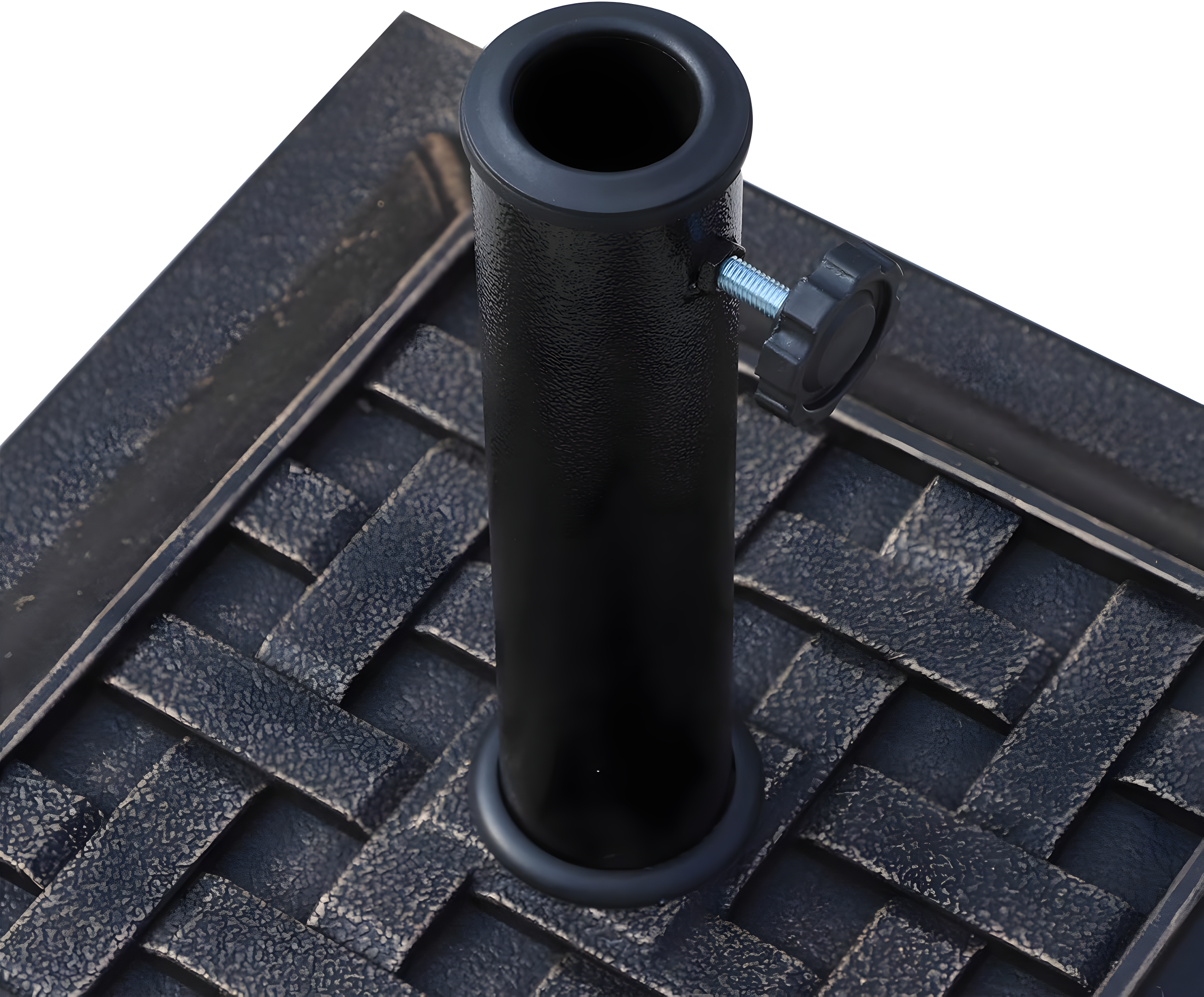 Outsunny 20 lbs Patio Market Umbrella Base Stand Resin Parasol Holder Square with Beautiful Decorative Pattern, for Φ1.5", Φ1.89" Pole