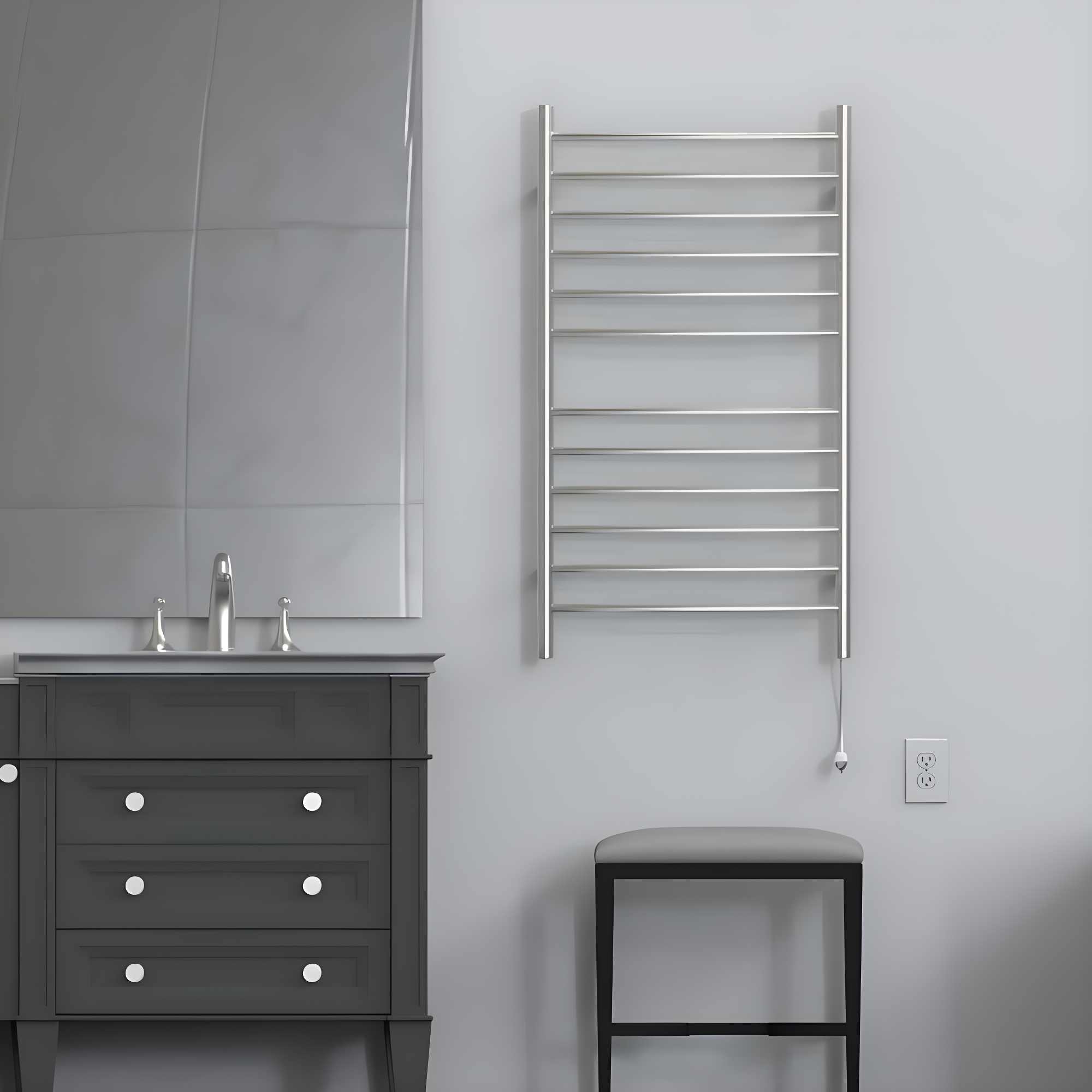 Radiant Large Curved Towel Warmer Hybrid Hardwired or Plug in