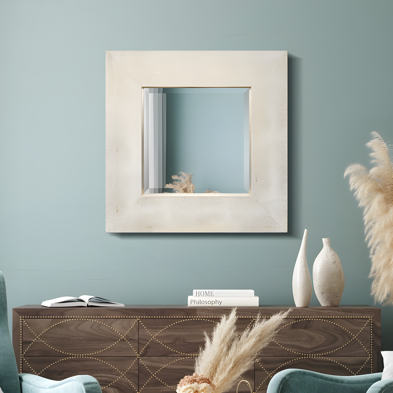 Empire Art Direct Square Leather Mirror
