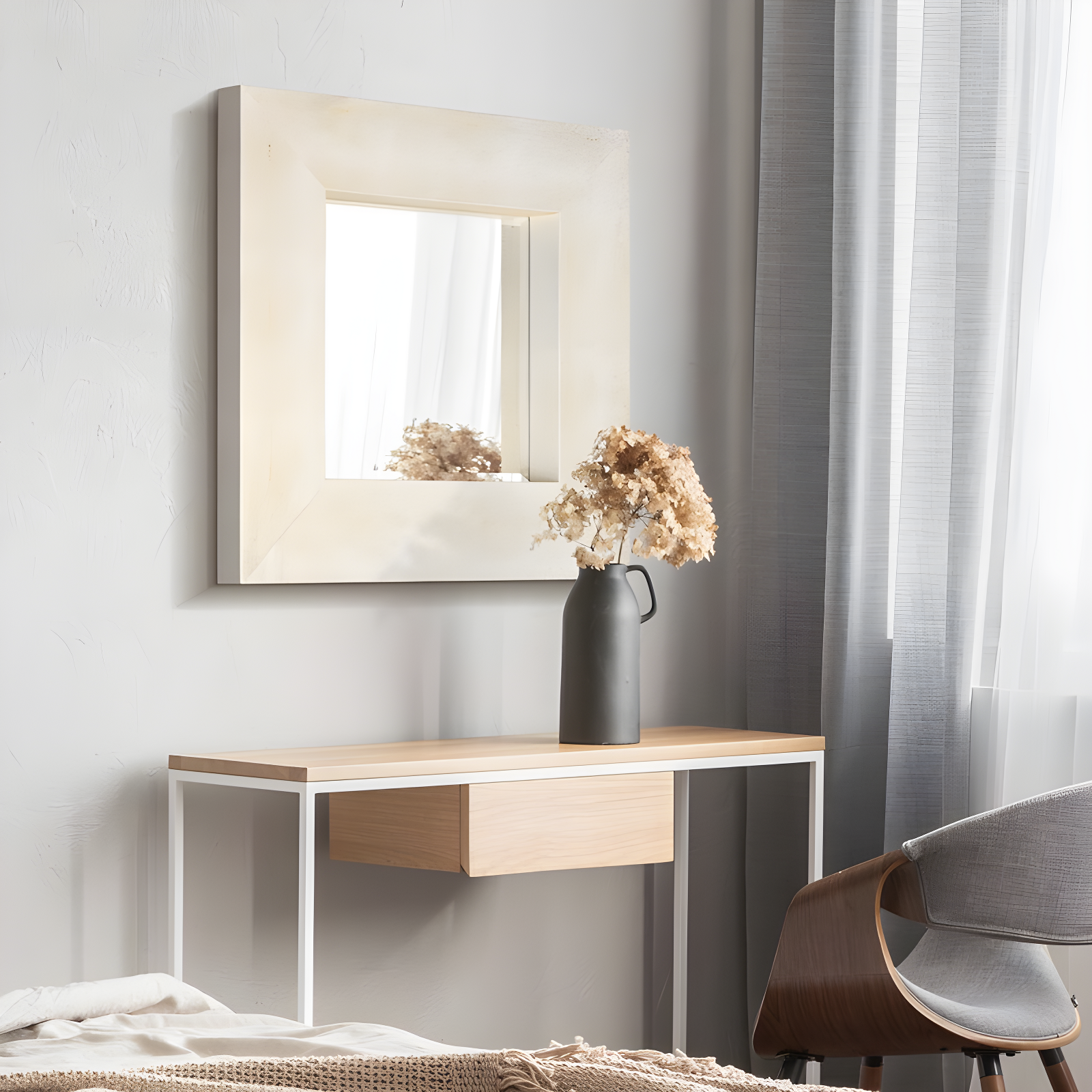 Empire Art Direct Square Leather Mirror