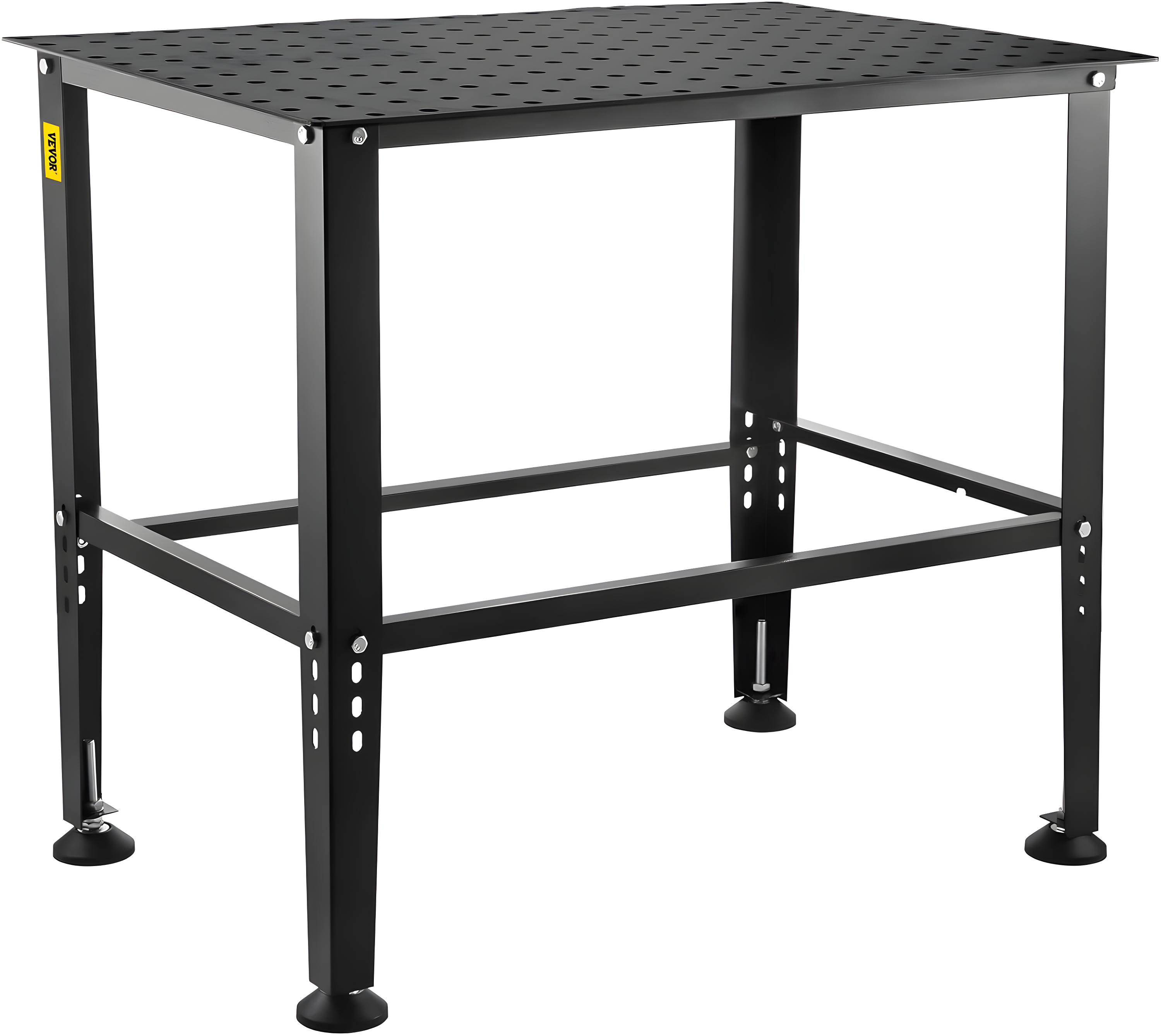 VEVOR Welding Table, 36" x 24" Adjustable Workbench, 0.12" Thick Industrial, 600lb Load Capacity, Heavy Duty Carbon Steel, Gray Steel With Accessories
