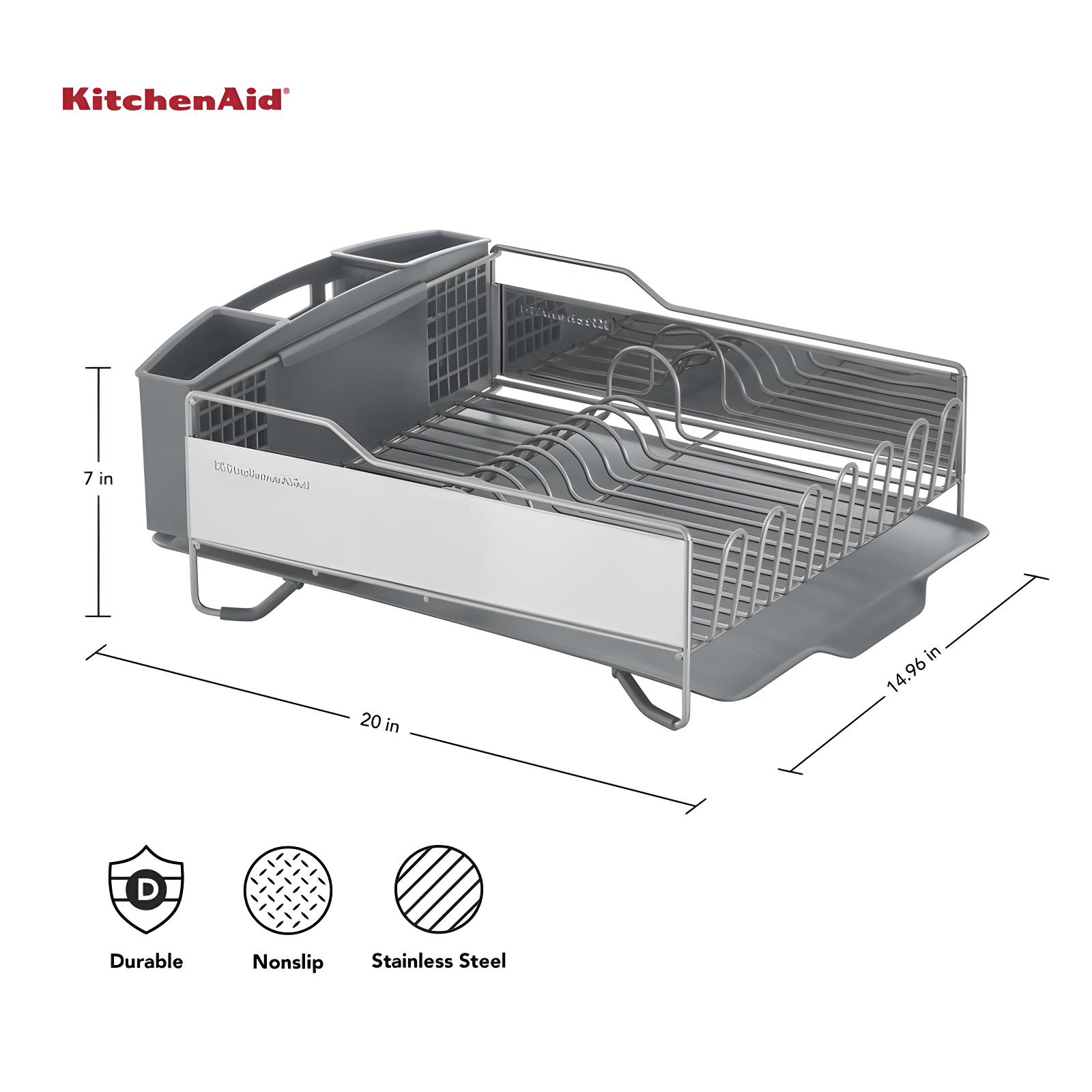 KitchenAid® KitchenAid® Full Size Dish Rack, Light Grey