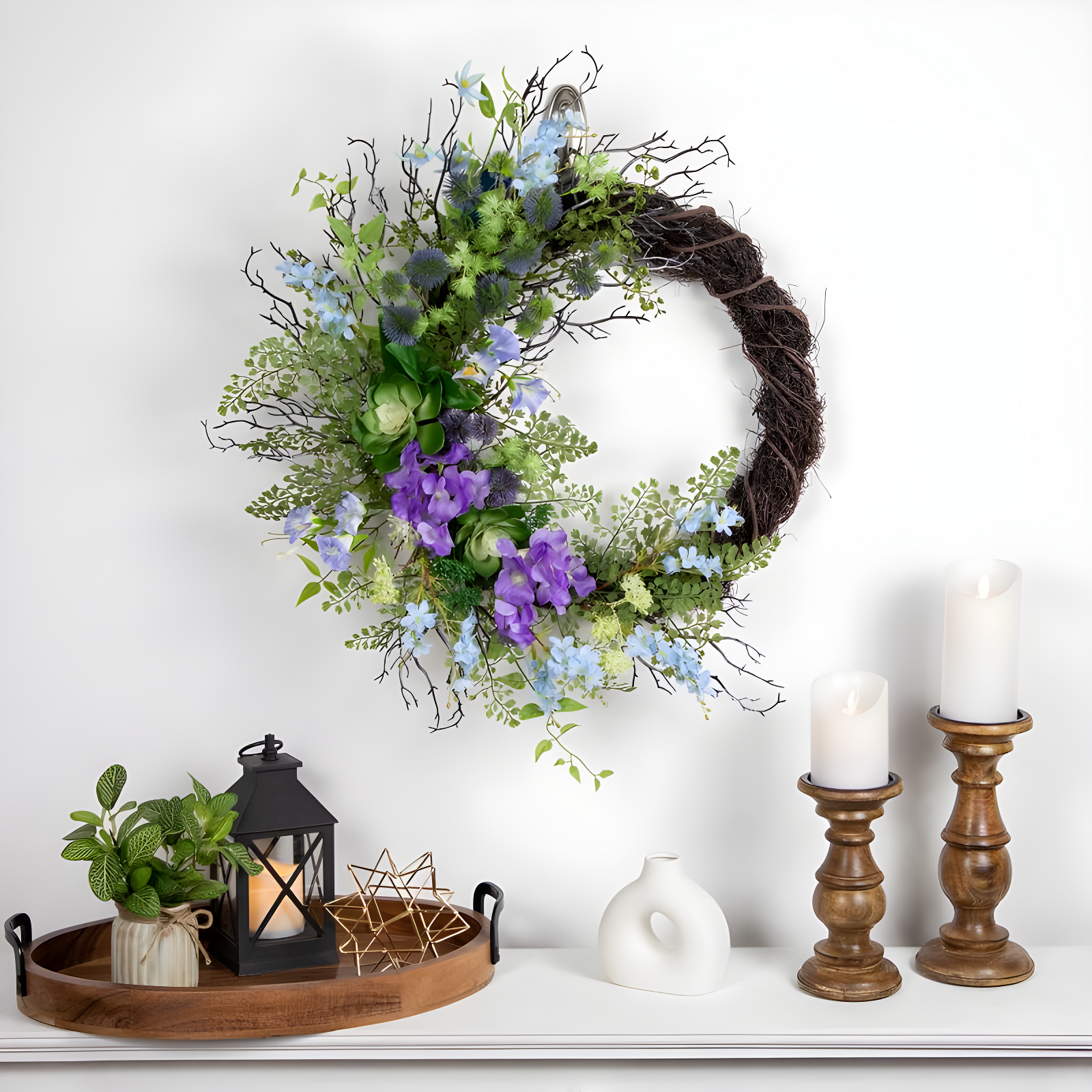Faux Thistle Polyester 24'' Wreath