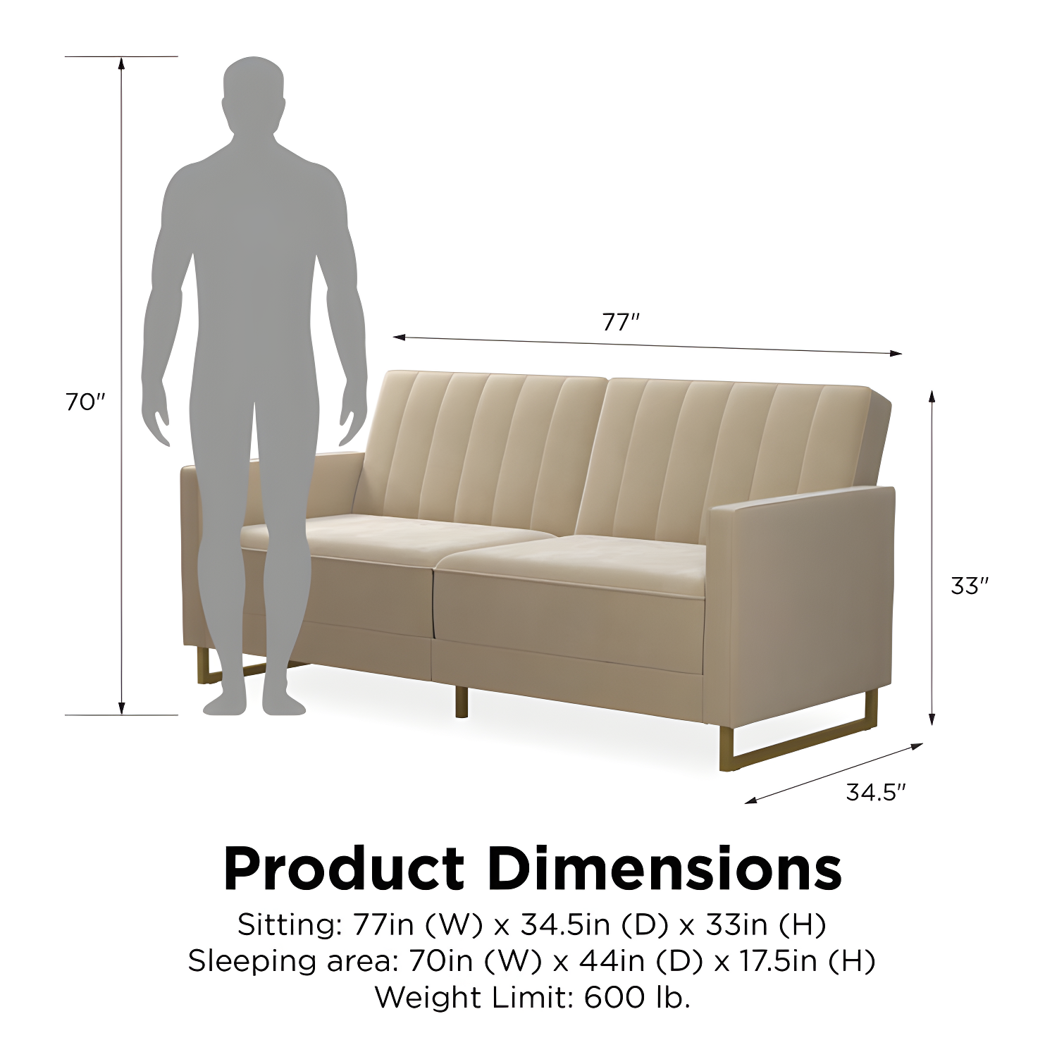 Skylar Full / Double 77'' Velvet Tufted Convertible Sofa