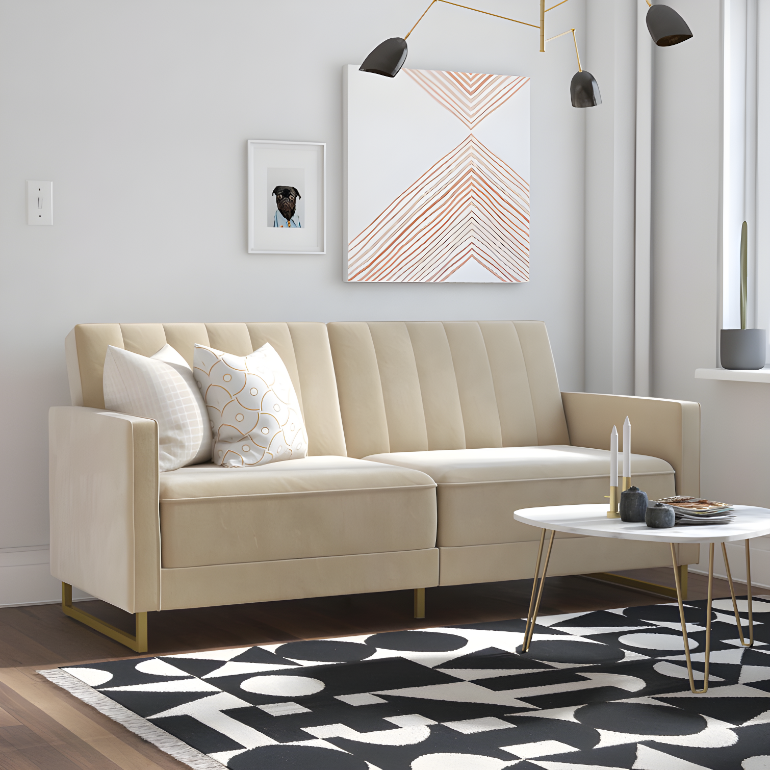 Skylar Full / Double 77'' Velvet Tufted Convertible Sofa