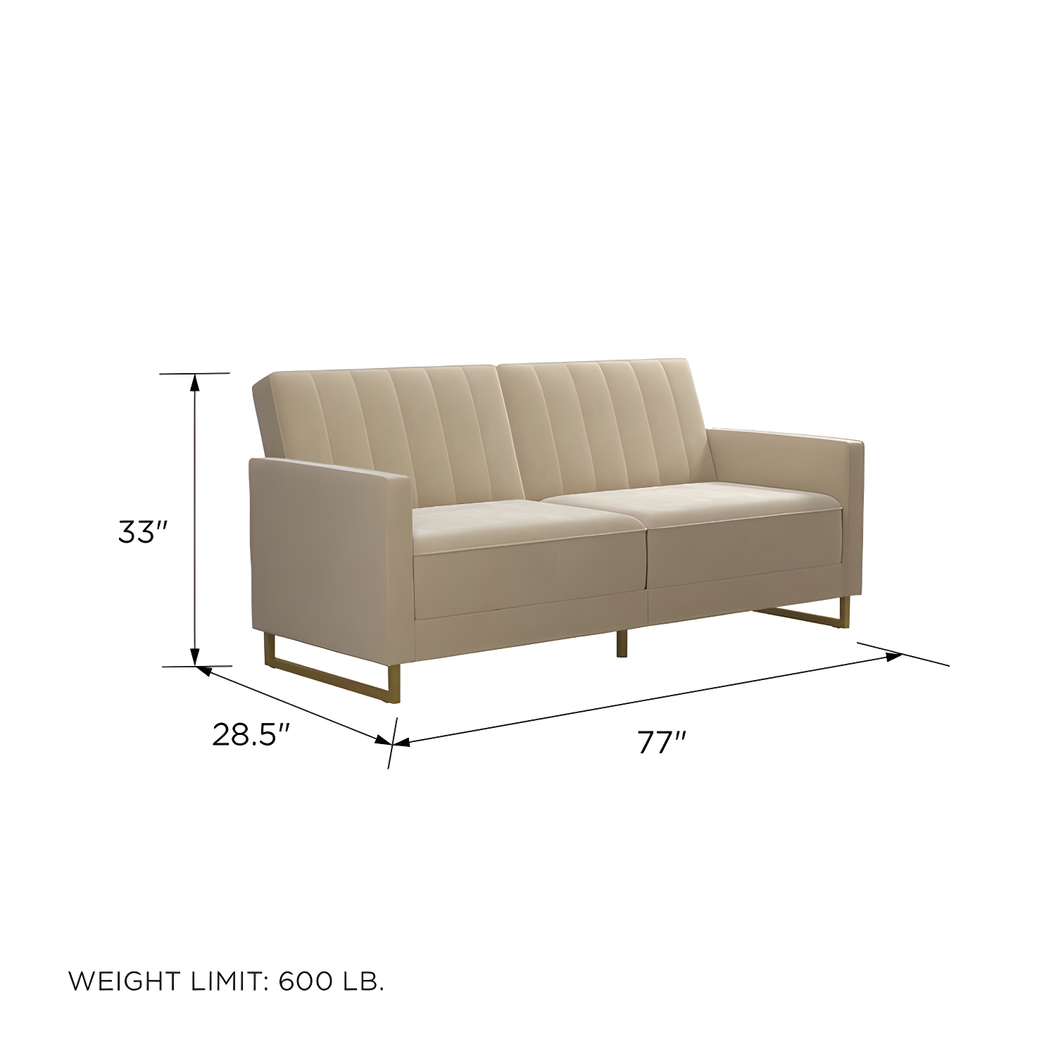 Skylar Full / Double 77'' Velvet Tufted Convertible Sofa