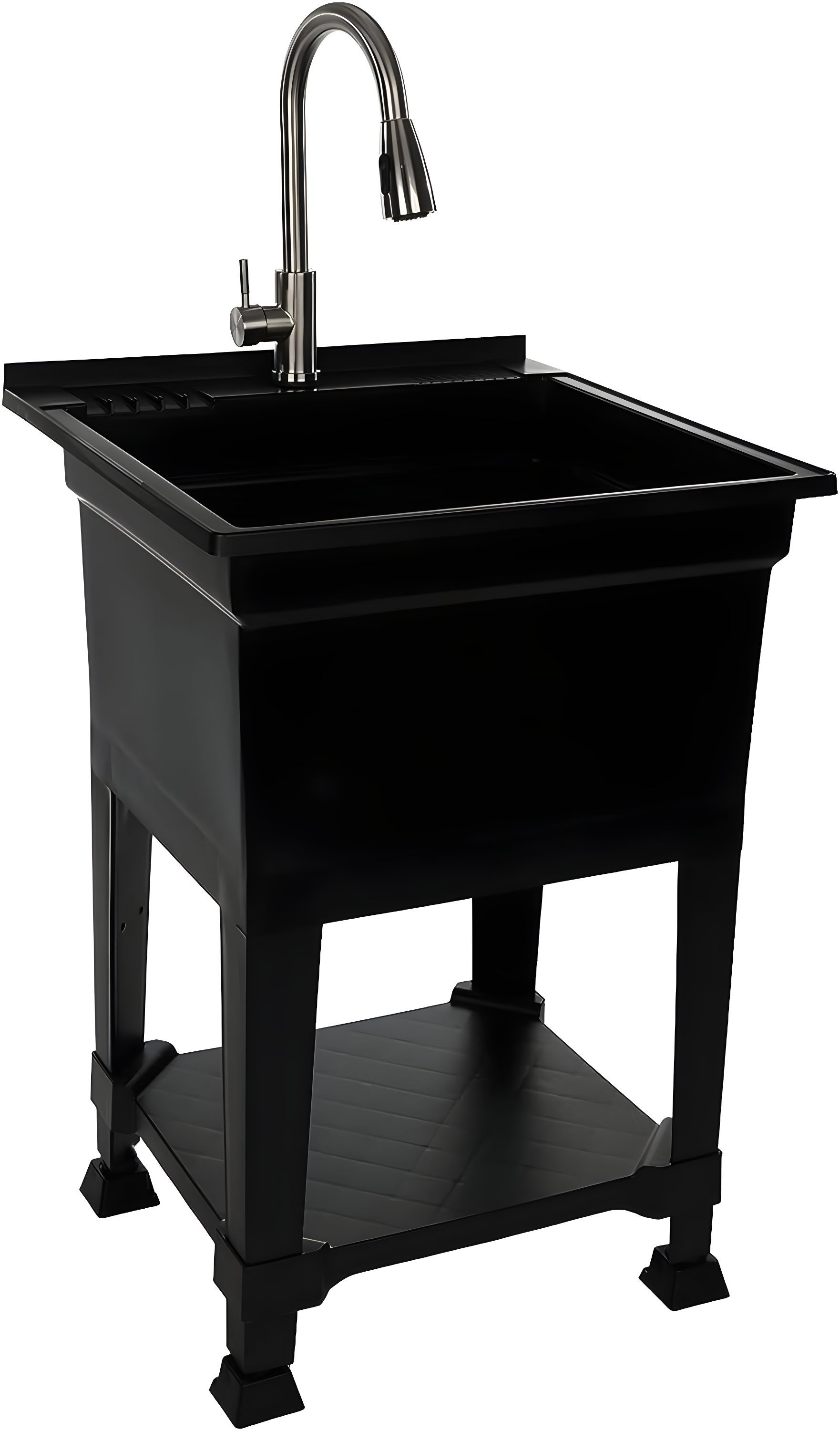 UTILITYSINKS Plastic 24" Compact Workshop Freestanding Laundry Sink with Faucet