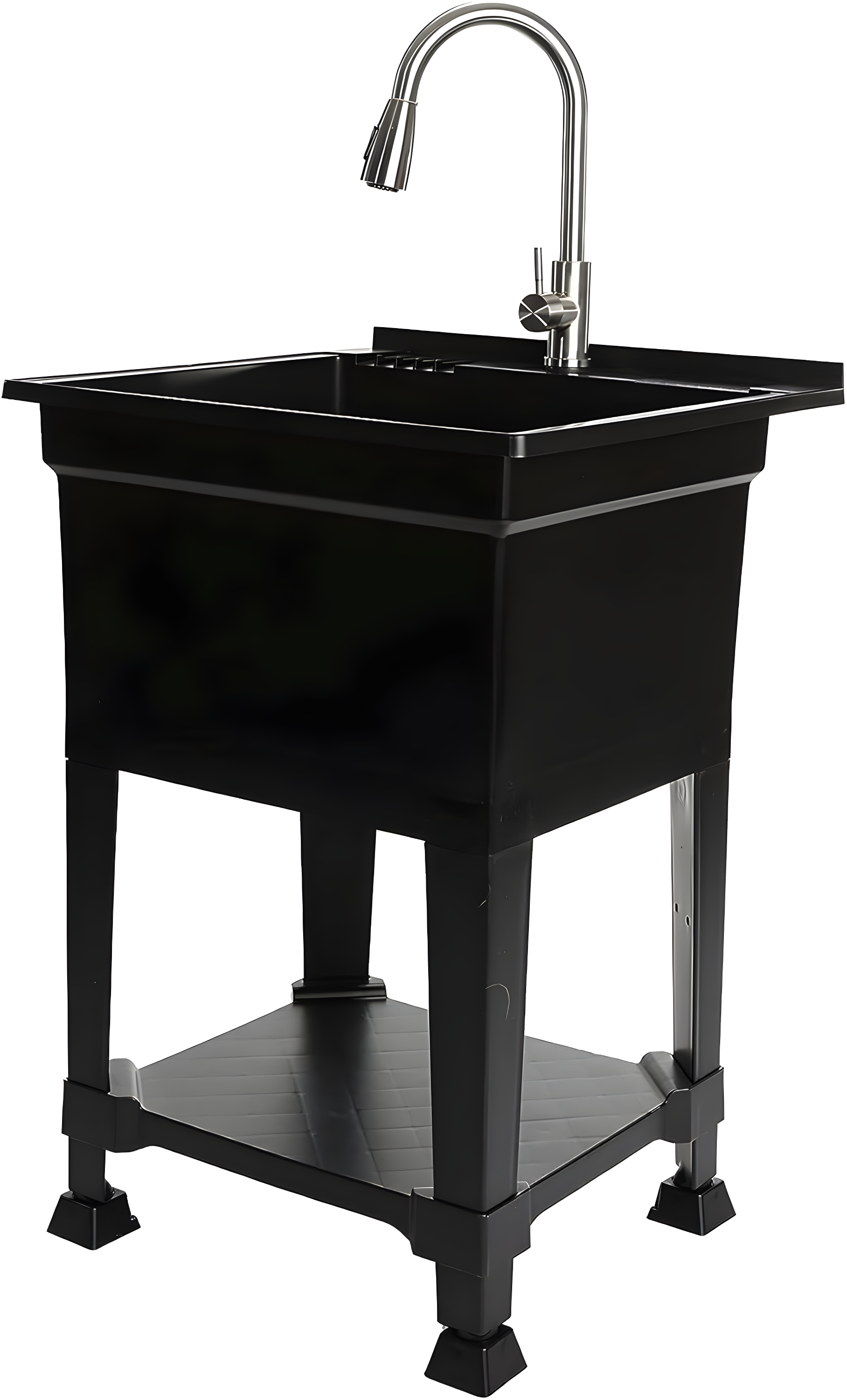 UTILITYSINKS Plastic 24" Compact Workshop Freestanding Laundry Sink with Faucet