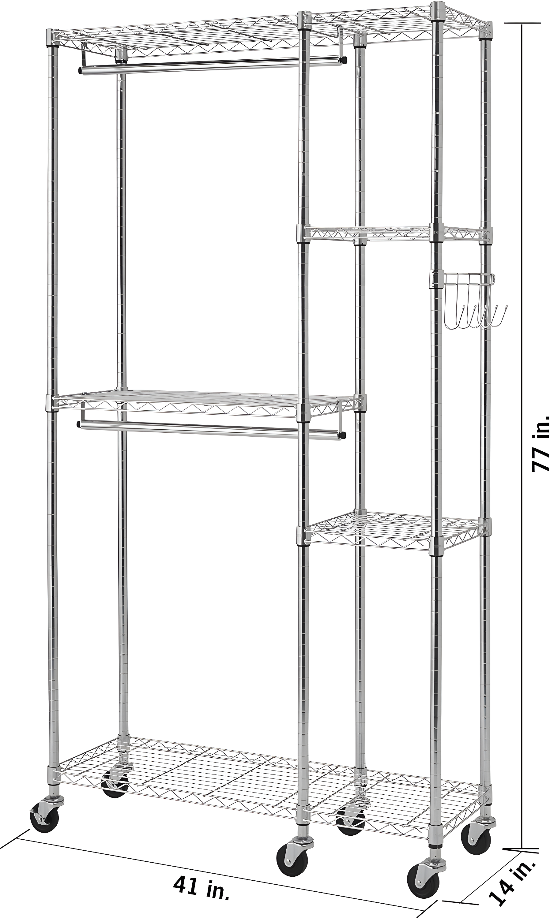 Chrome Wire Free-Standing Closet with Adjustable Shelves