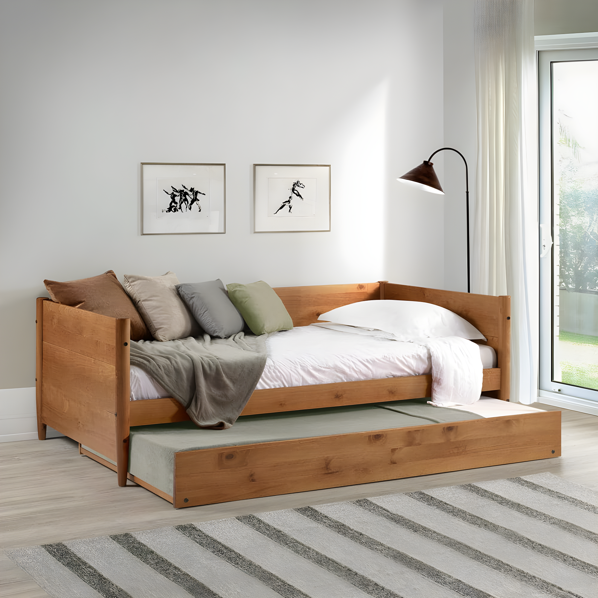 Camello Twin Solid Wood Daybed with Trundle