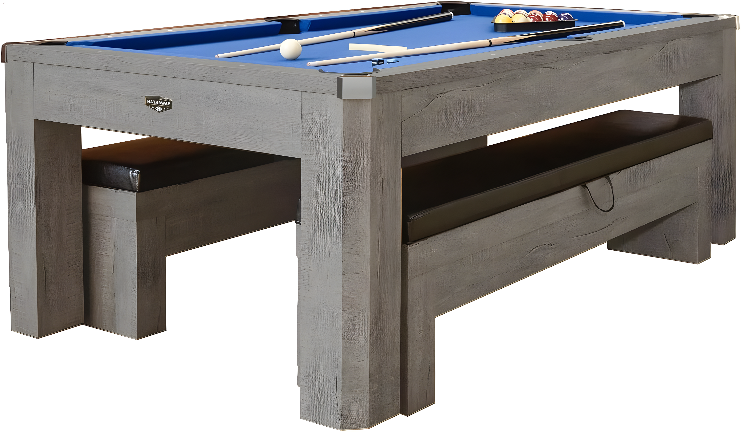 Hathaway Games Hathaway Newport Stylish 7 Ft Multi Game Pool Table Combo with Dining Top and Ping Pong – Includes Benches for Home Storage and Accessories