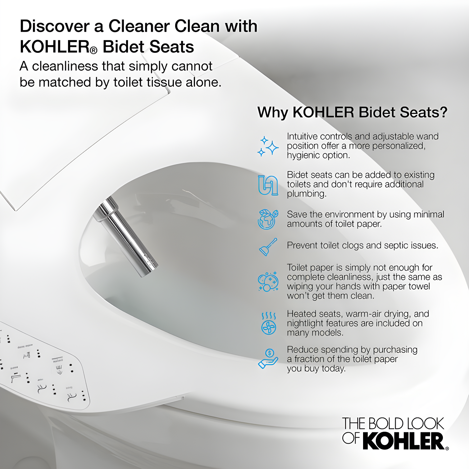 PureWash M250 Elongated Bidet Toliet Seat, Manual Non-Electric Bidets for Existing Toilets