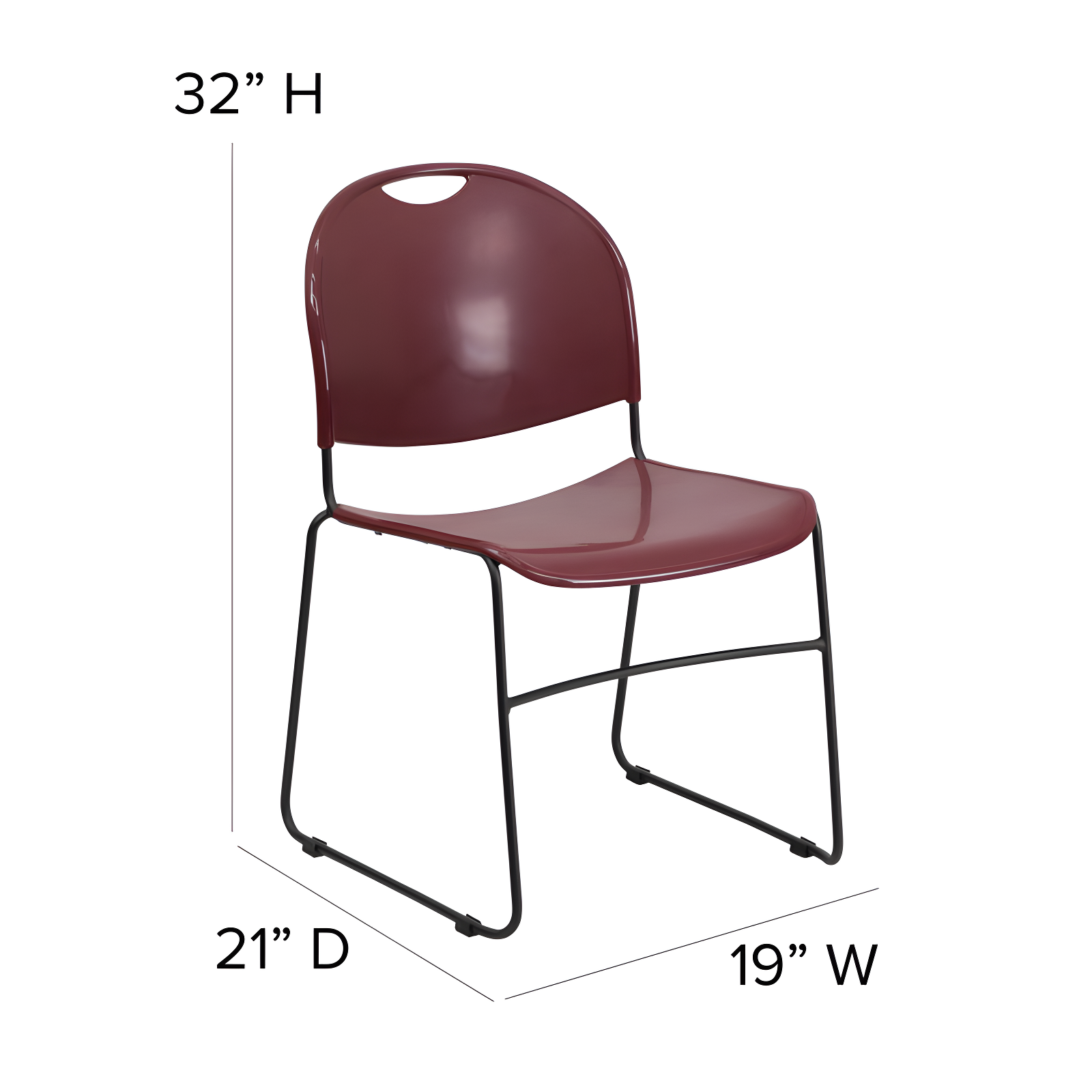 Flash Furniture Gaea 880 lb. Capacity Ultra-Compact Stack Chair with Metal Frame
