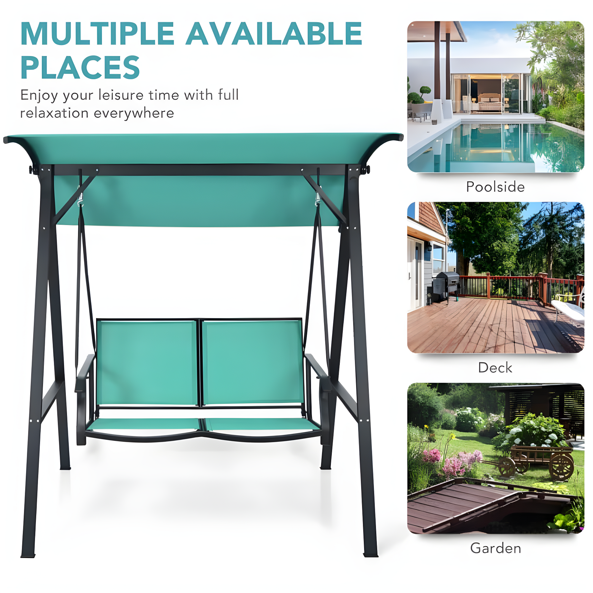 Arlmont & Co. 2 Person Patio Swing With Weather Resistant Glider And Adjustable Canopy