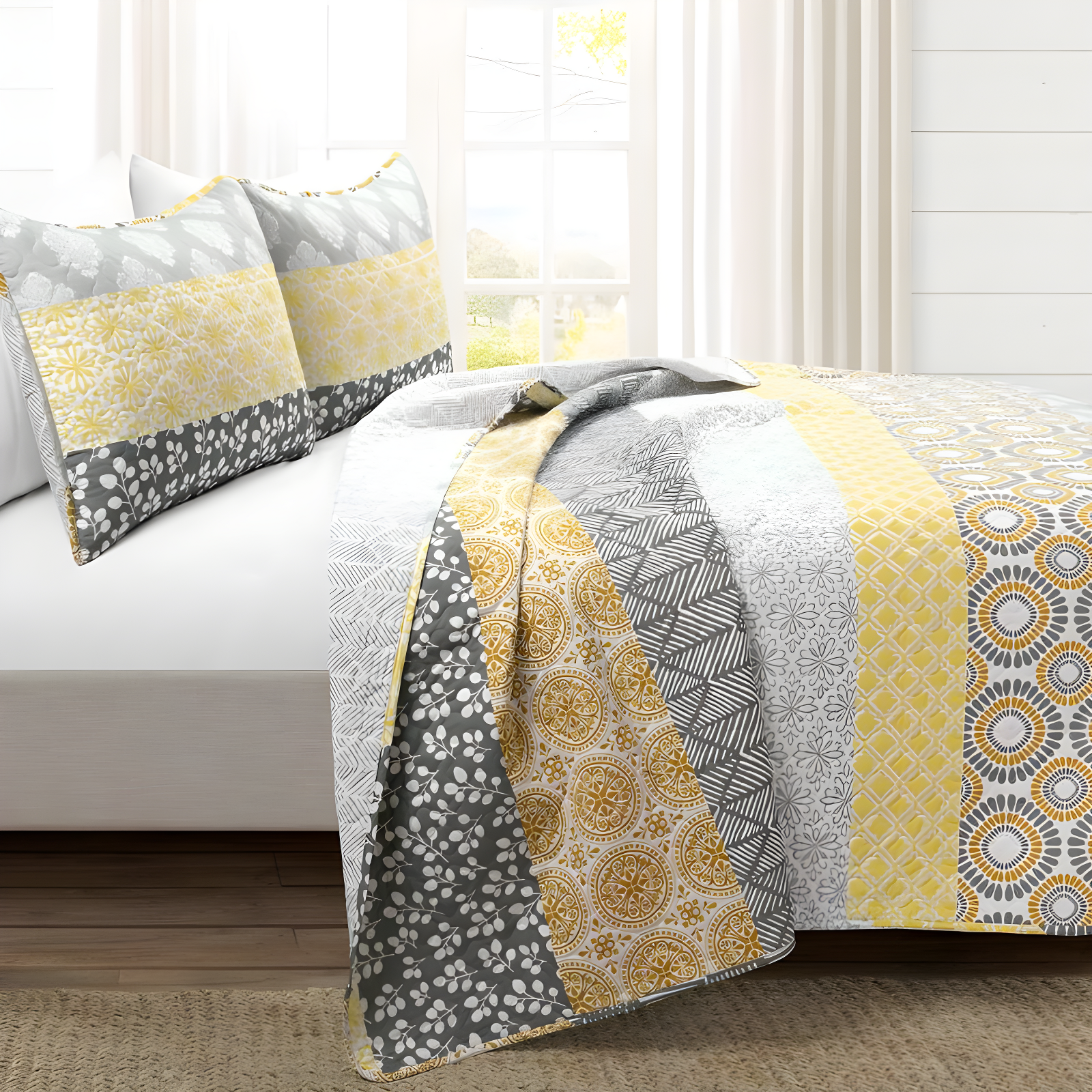 Lush Decor Bohemian 100% Cotton Reversible 3-Piece Quilt Set
