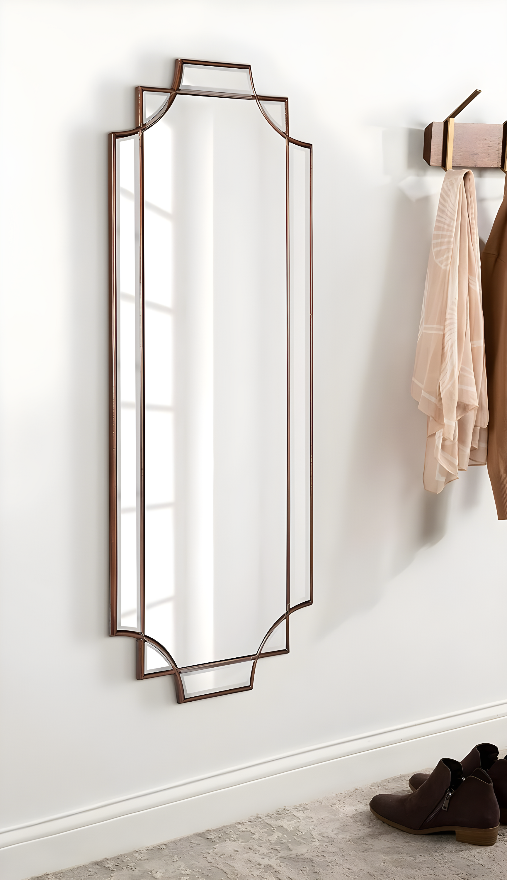 Kate and Laurel Minuette Traditional Square Mirror, 24 x 24, Bronze, Decorative Farmhouse Mirror with Elegant Scalloped Interlocking Geometry With Slim Profile