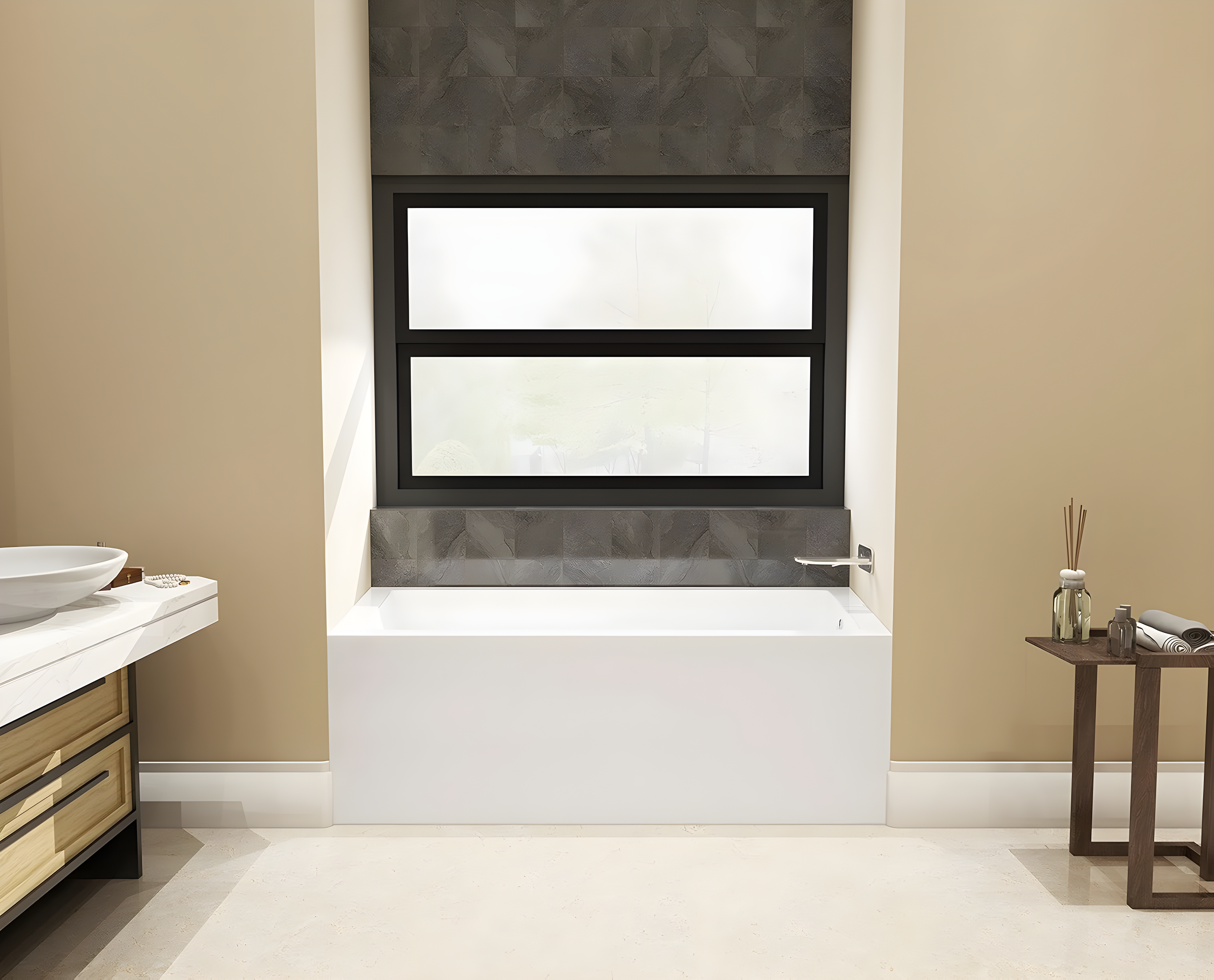 Kingston Brass Aqua Eden 60-Inch Acrylic Rectangular 3-Wall Alcove Tub