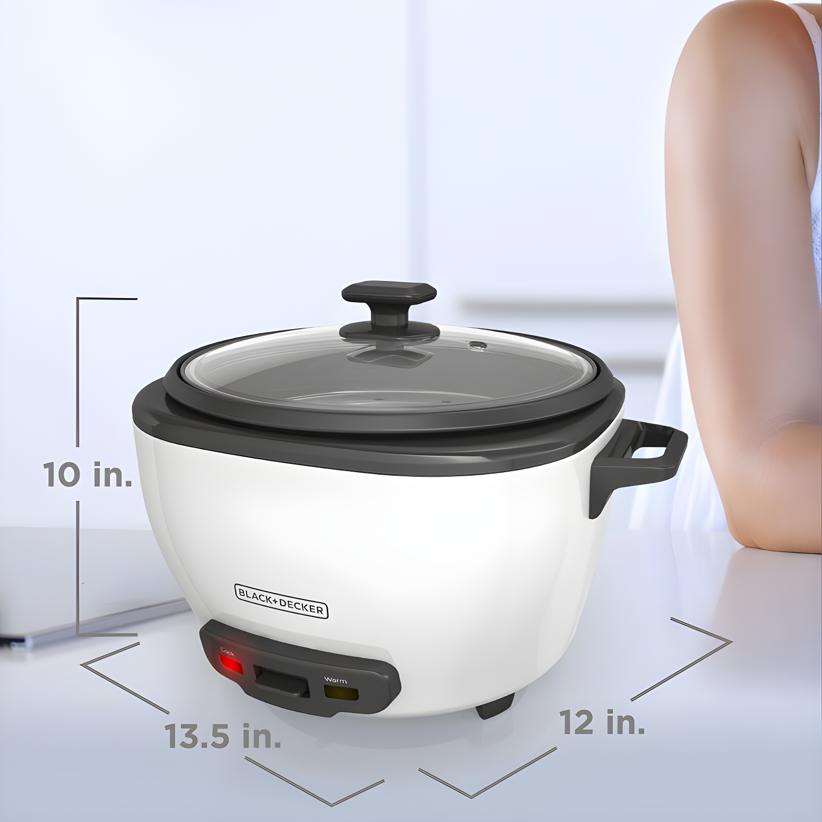 BLACK+DECKER BLACK+DECKER, Rice Cooker, Uncooked Rice, Steaming Basket, Removable Non-Stick Bowl, One Touch