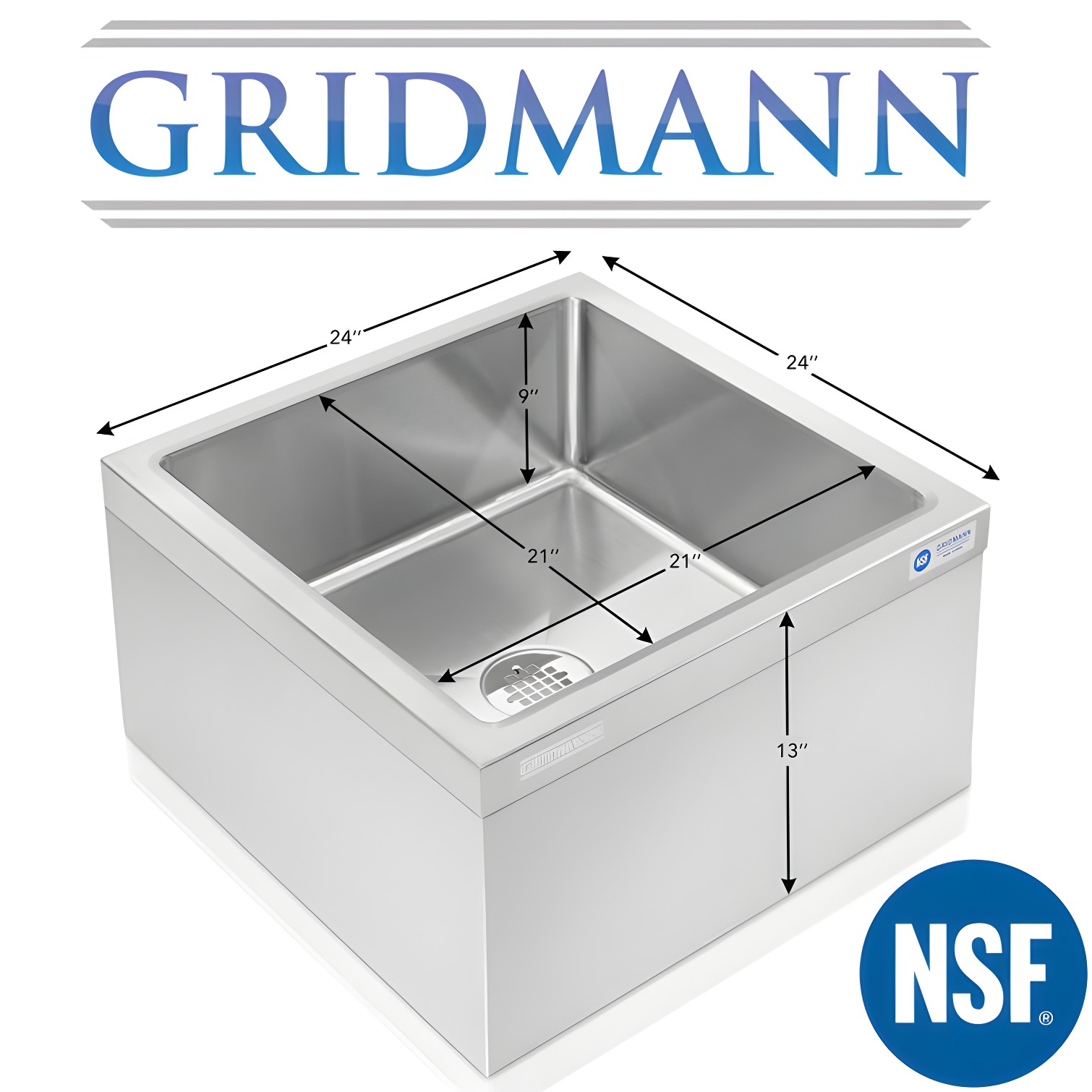 GRIDMANN 24'' L x 24'' W Floor Sink REST-SINK-MP-GR28