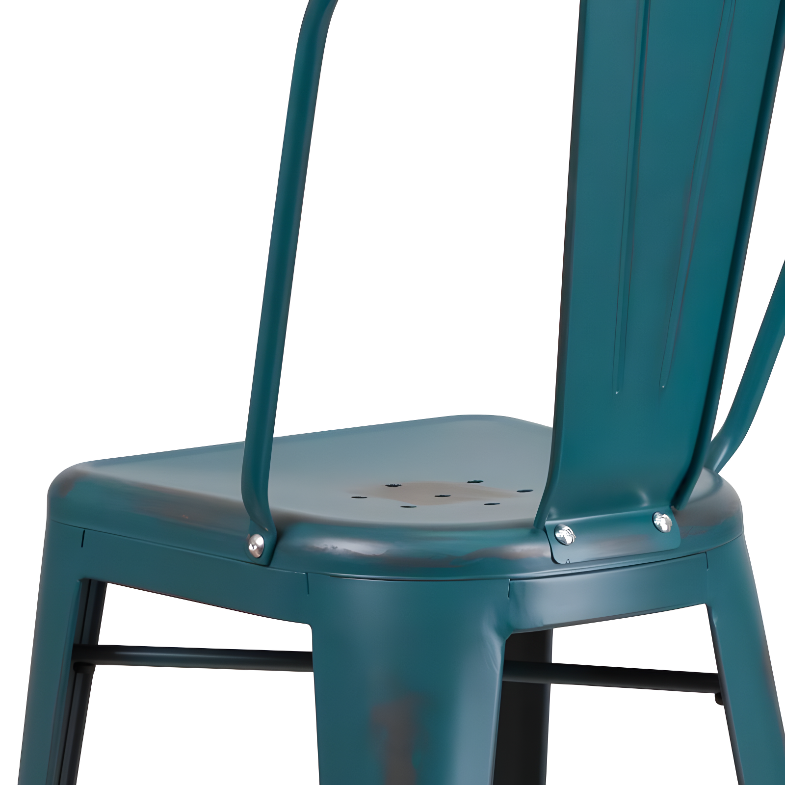 Flash Furniture Commercial Grade 30" High Distressed Kelly Blue-Teal Metal Indoor-Outdoor Barstool with Back