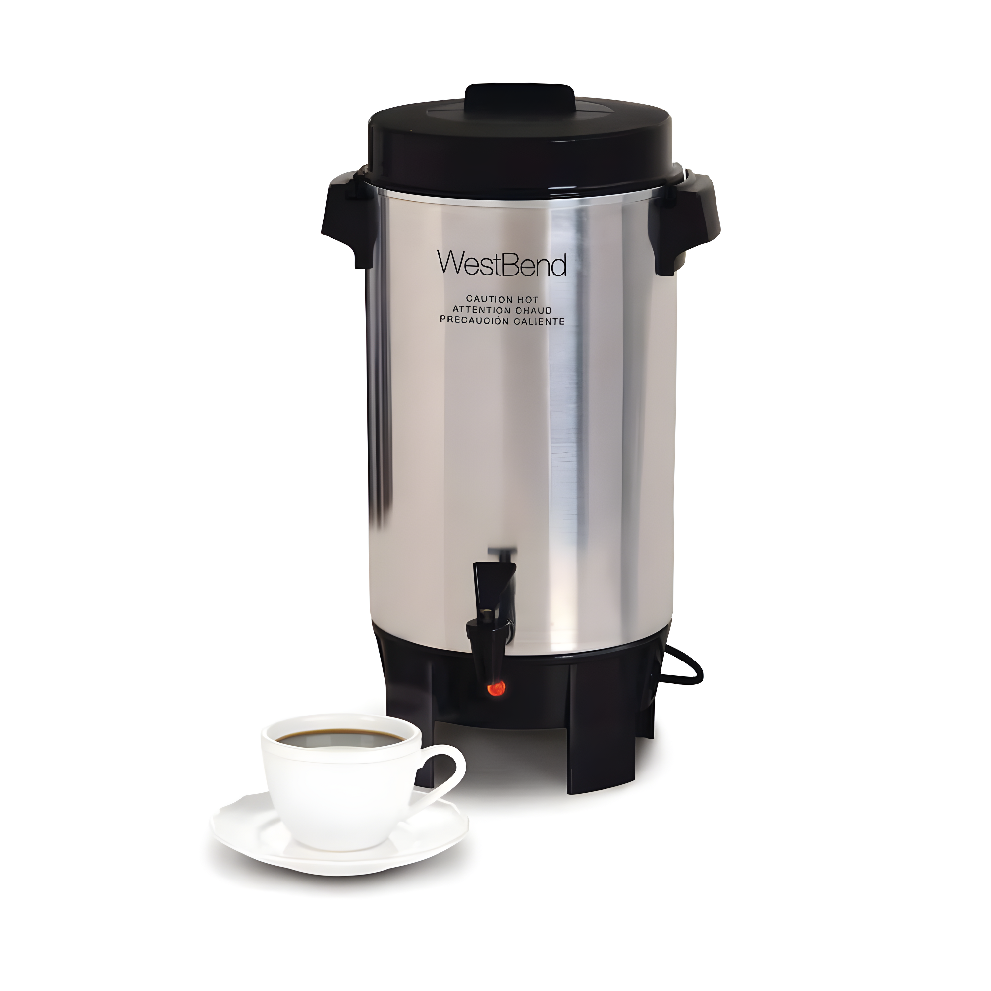 west bend 58002 highly polished aluminum commercial coffee urn features automatic temperature control large capacity with quick brewing easy prep and clean up, 42-cup, silver