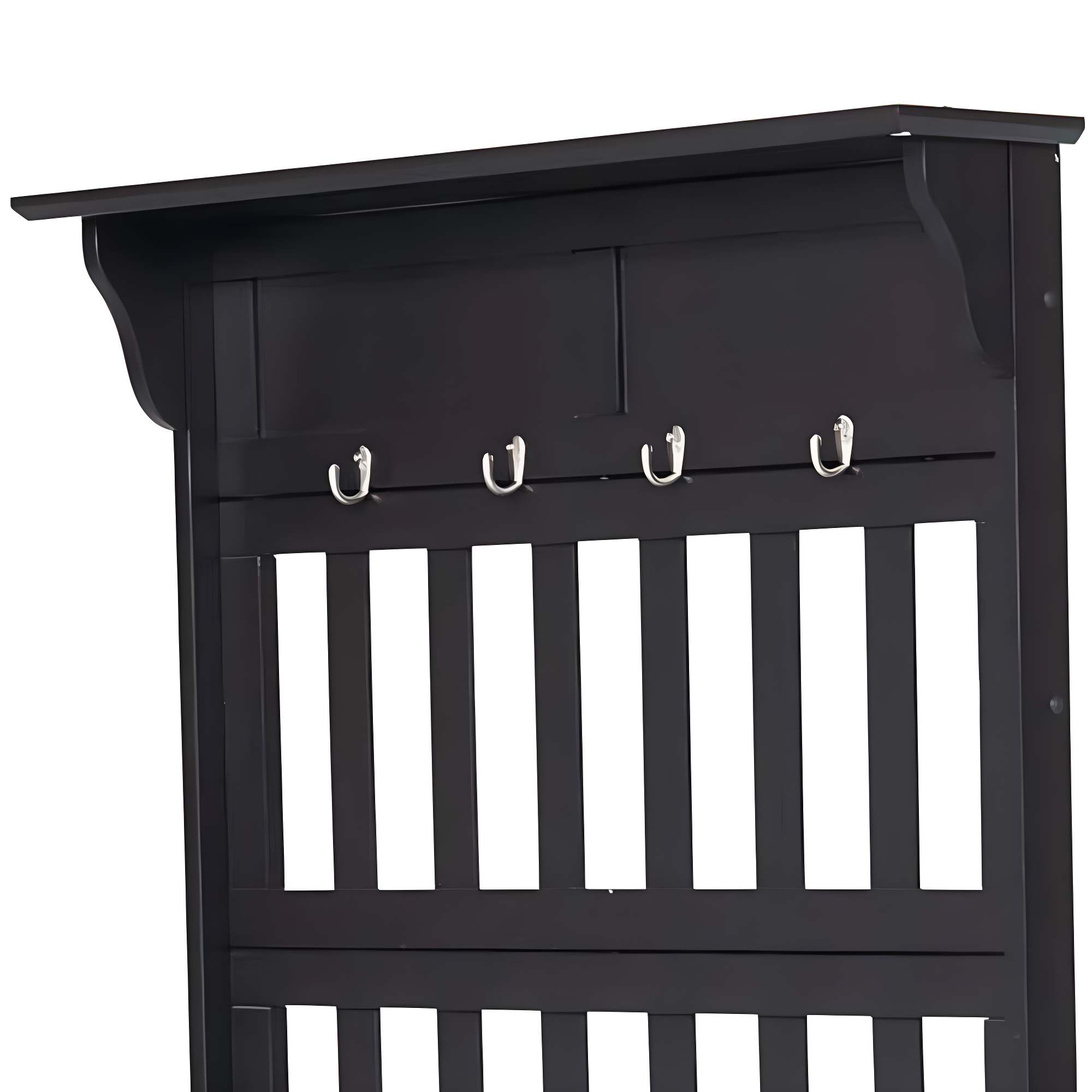 Co-t Solid Hardwood Hall Tree With Storage Bench, Safety Hinge, And Brass Hooks