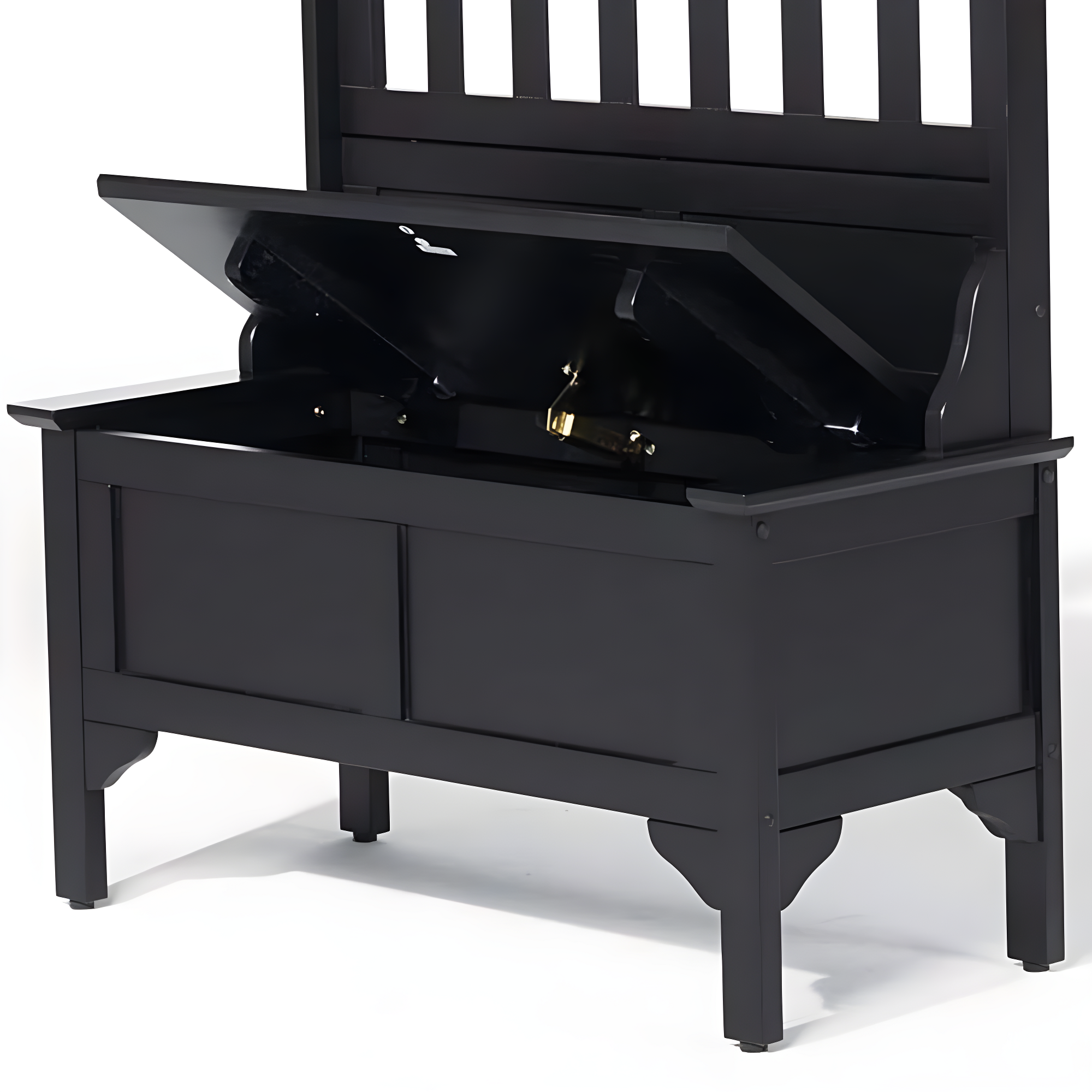 Co-t Solid Hardwood Hall Tree With Storage Bench, Safety Hinge, And Brass Hooks