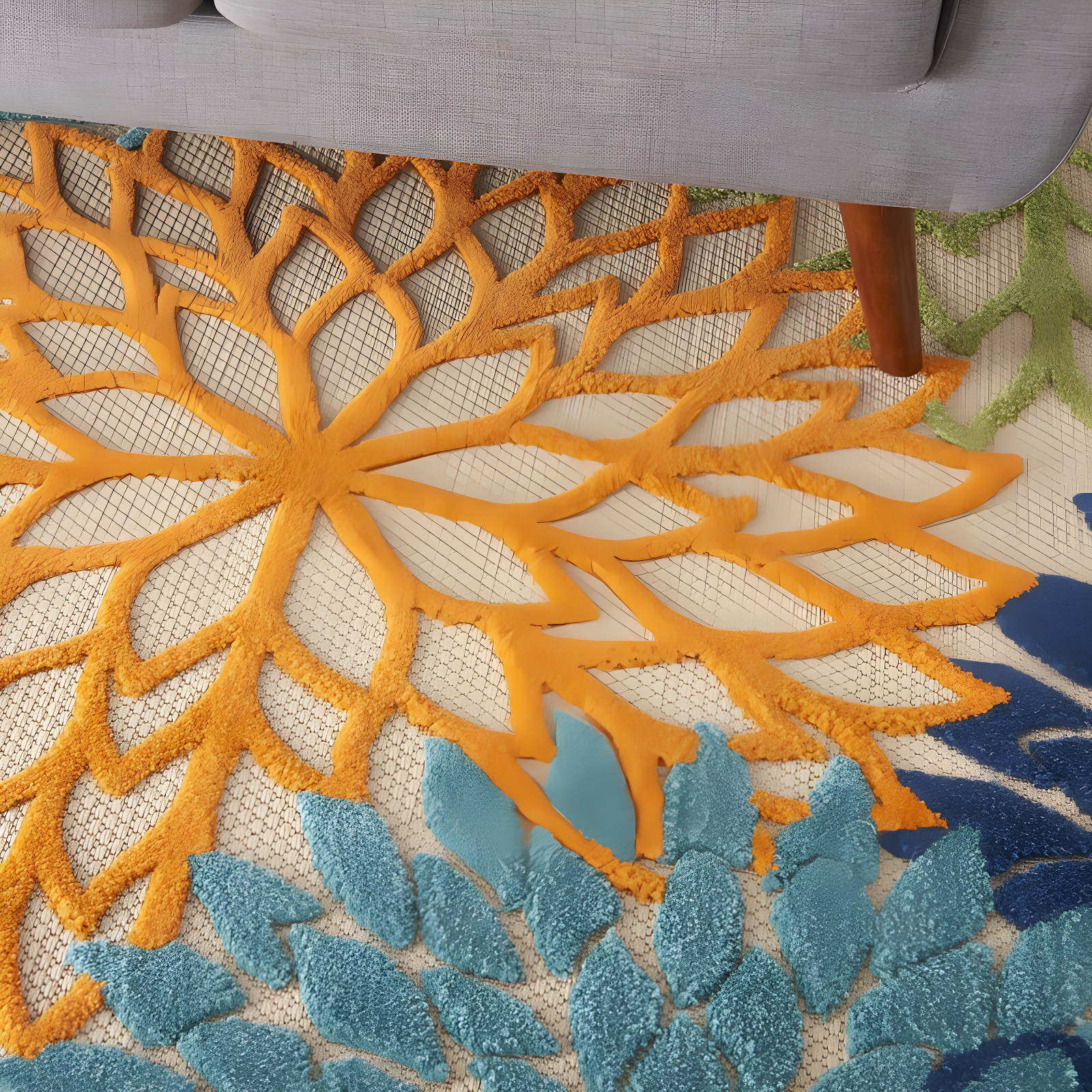 Nourison Aloha Floral Bloom Flatweave High-Low Indoor Outdoor Area Rug Multicolor 5'3" x 7'5"