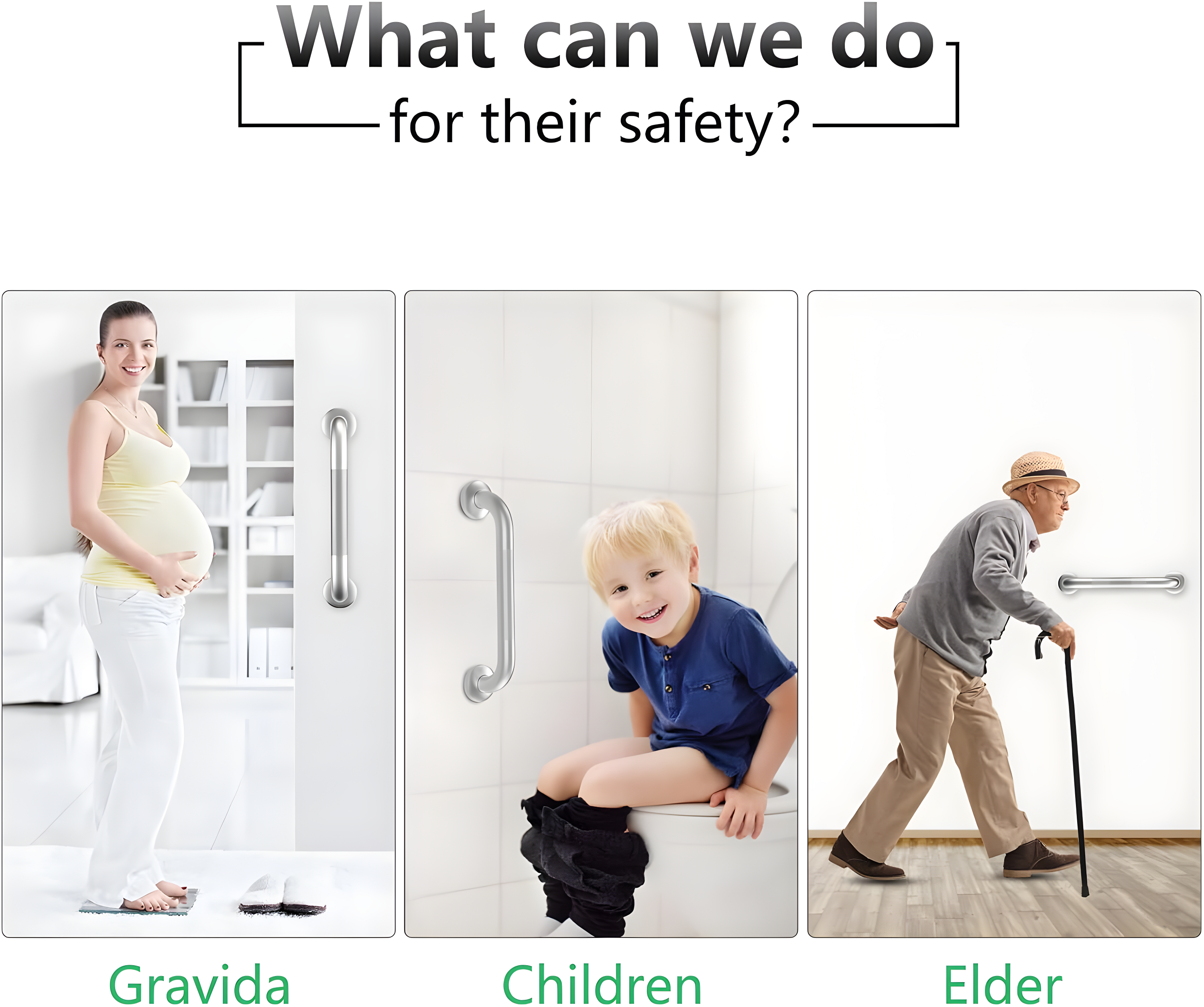 Hodvit 16" Stainless Steel Grab Bars, 2 Pack, Anti Slip Shower Handles for Elderly and Handicap Bathroom Safety, Bathtub Assist