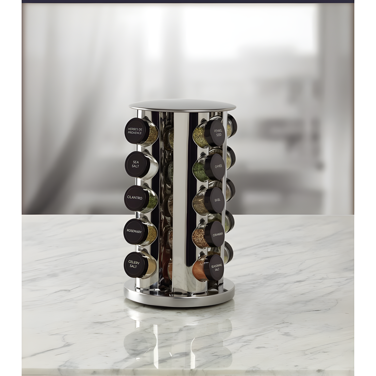 Kamenstein 20-Jar Revolving Stainless Steel Countertop Spice Rack
