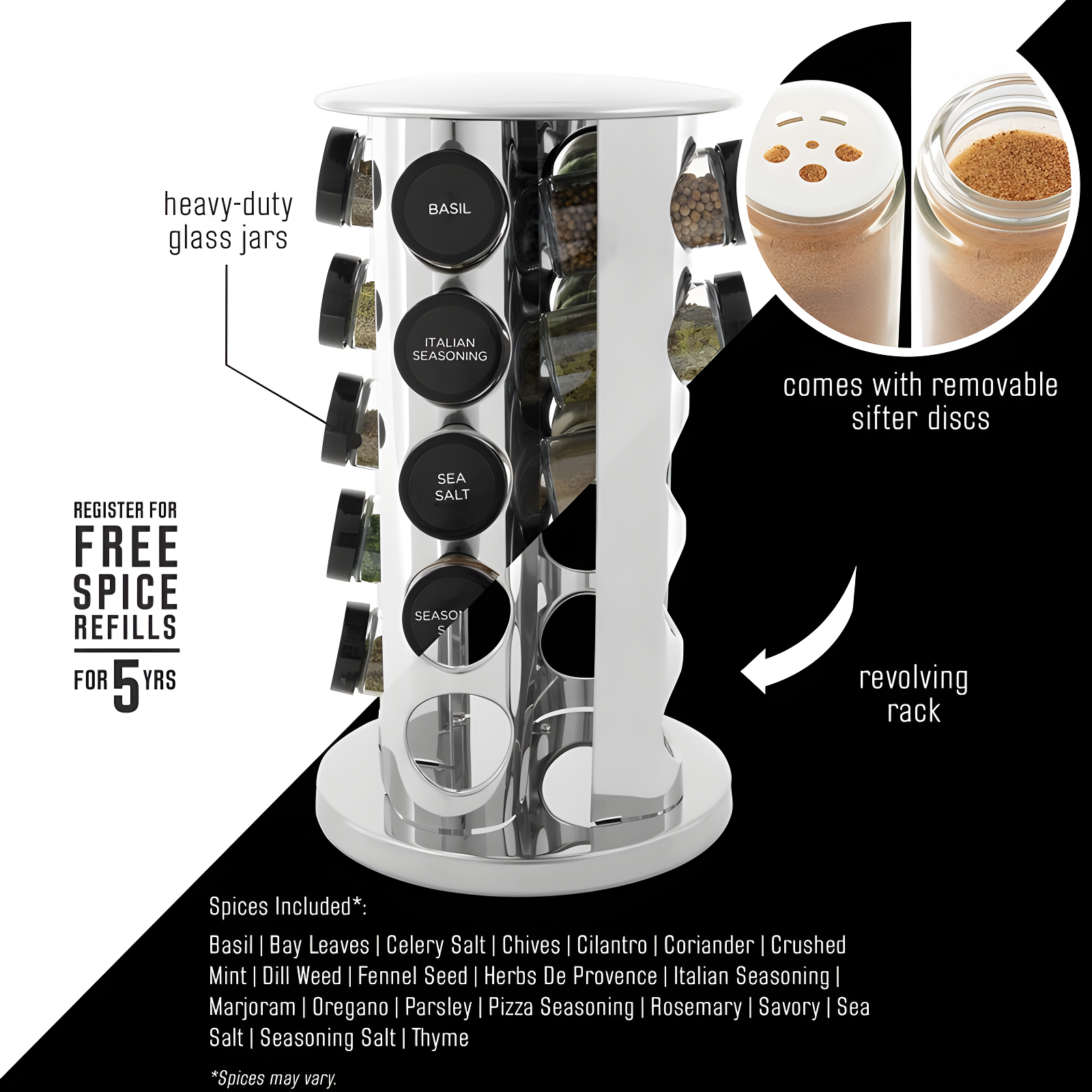 Kamenstein 20-Jar Revolving Stainless Steel Countertop Spice Rack