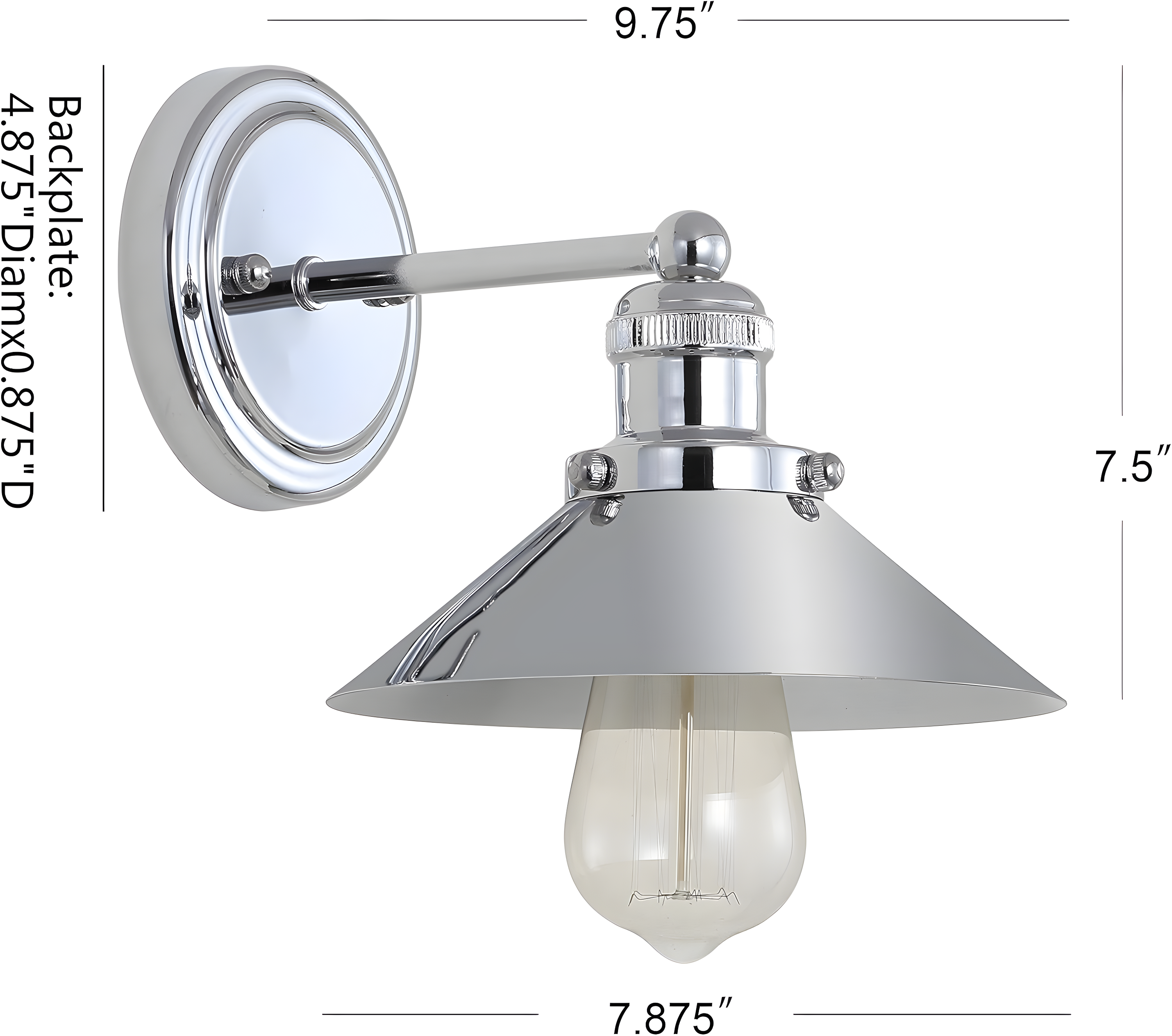 July 7.75" Metal Shade Sconce, Chrome
