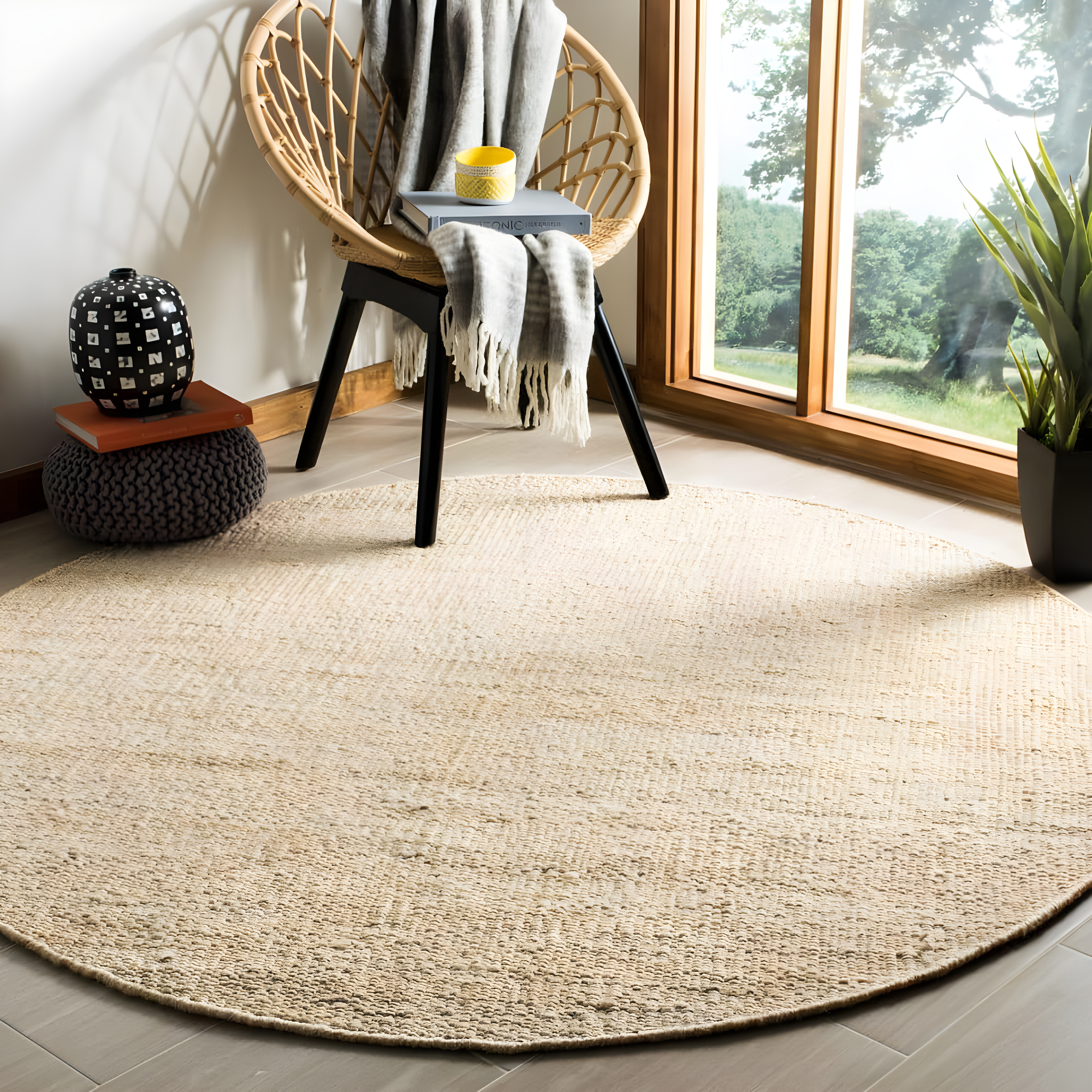 Natural Fiber NF114 Power Loomed Area Rug - Natural/Ivory - 8' round - Safavieh.
