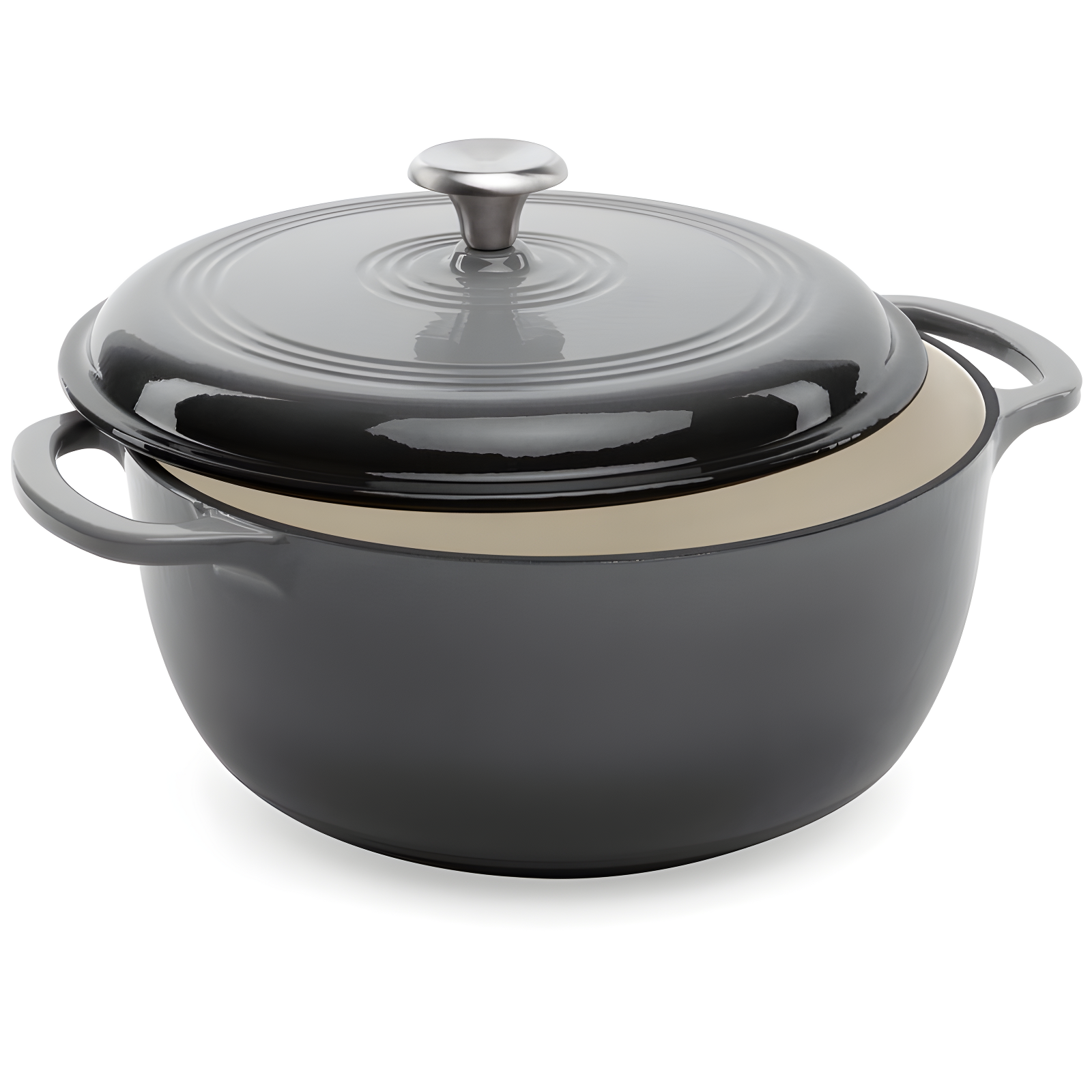 Enamel Cast-Iron Dutch Oven, Heavy-Duty Cookware w/ Dual Handles, Lid
