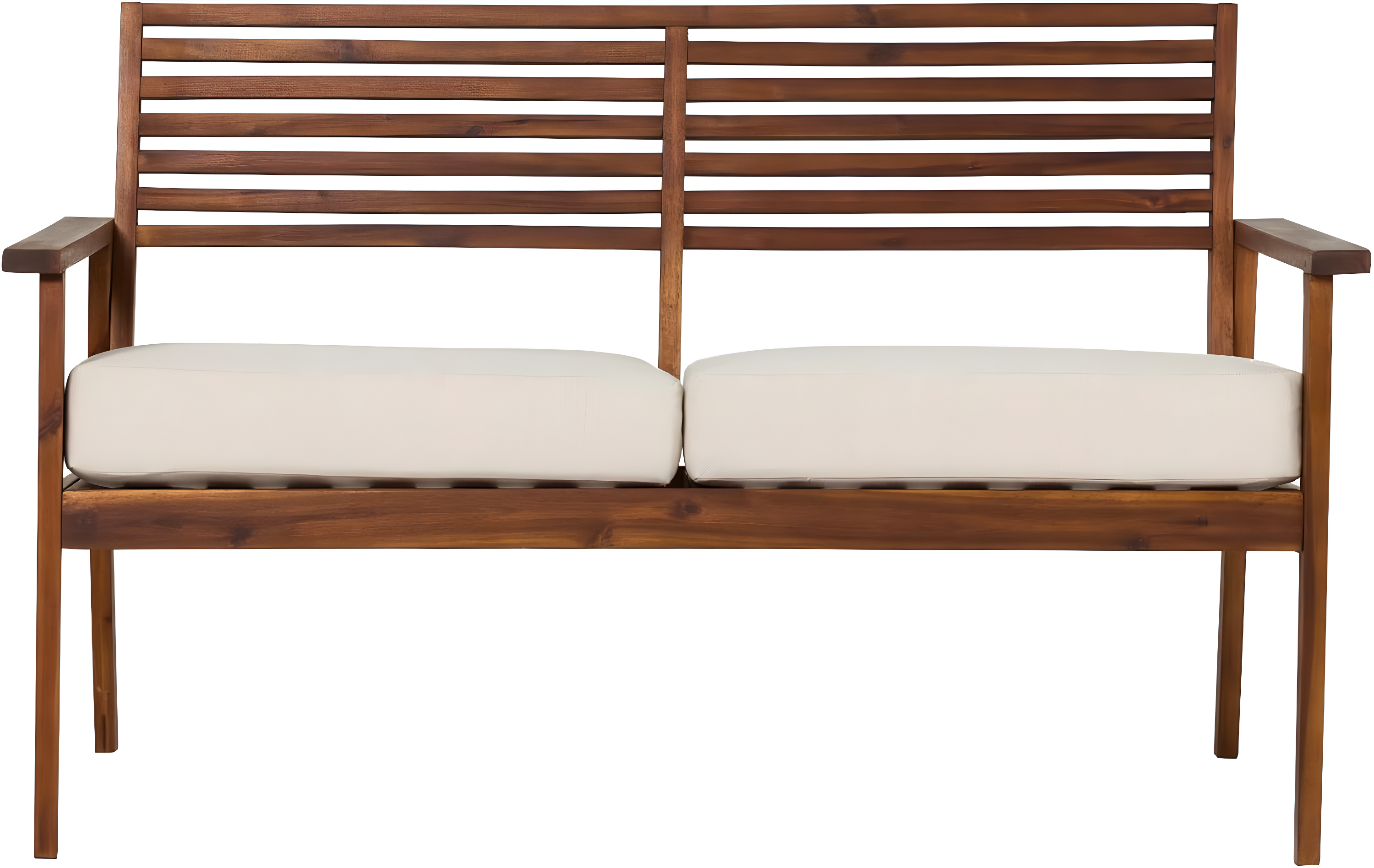 Walker Edison Modern Cushioned Solid Acacia Wood Loveseat
