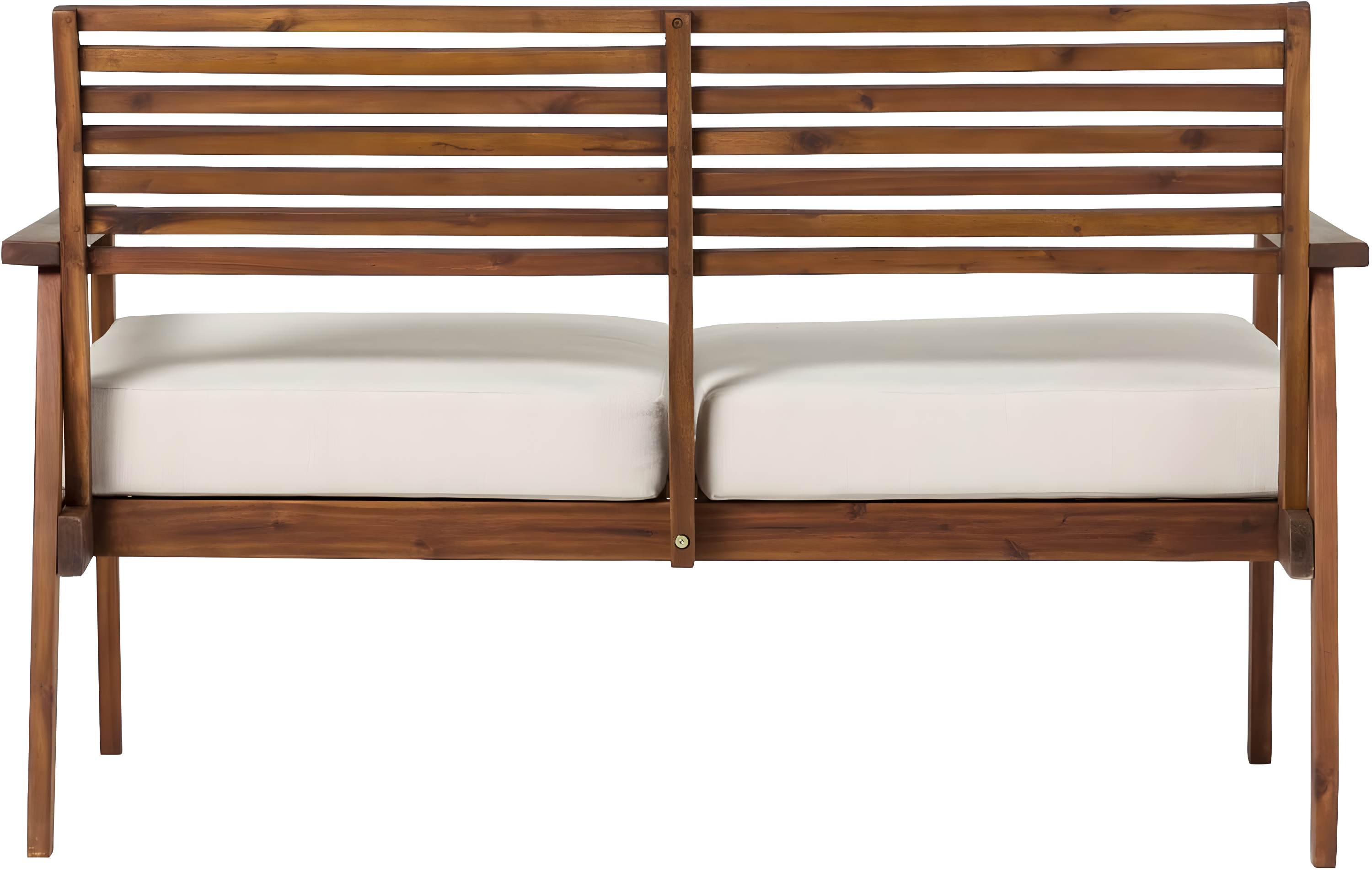 Walker Edison Modern Cushioned Solid Acacia Wood Loveseat