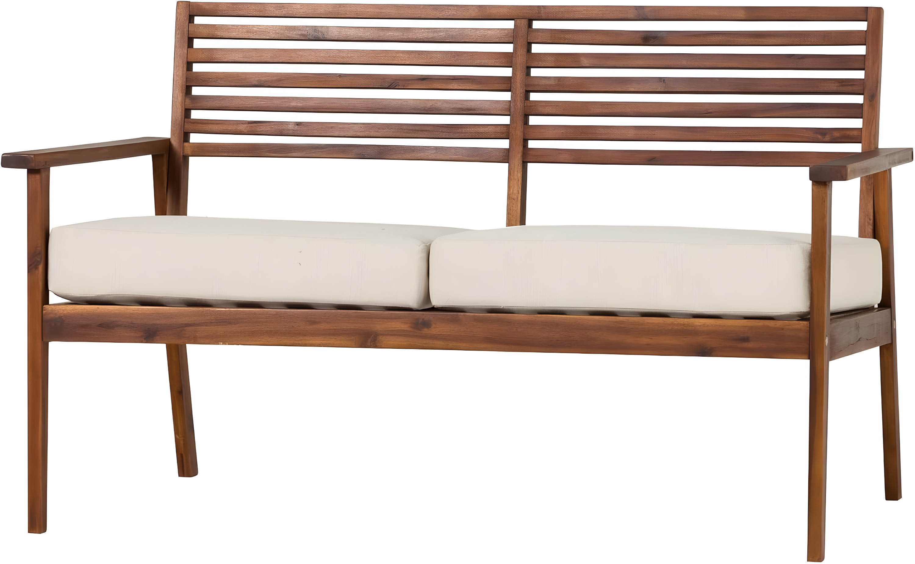 Walker Edison Modern Cushioned Solid Acacia Wood Loveseat