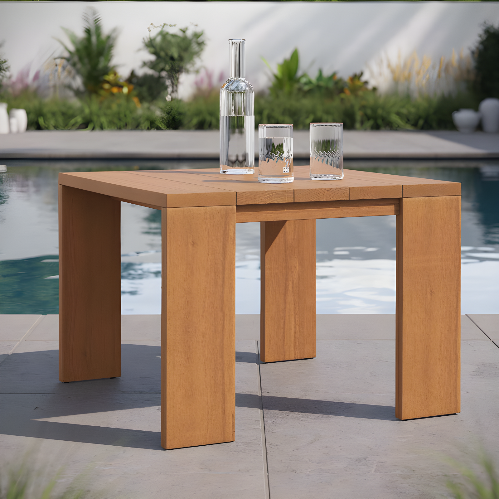 Tahoe Outdoor Patio Acacia Wood Side Table In Natural
