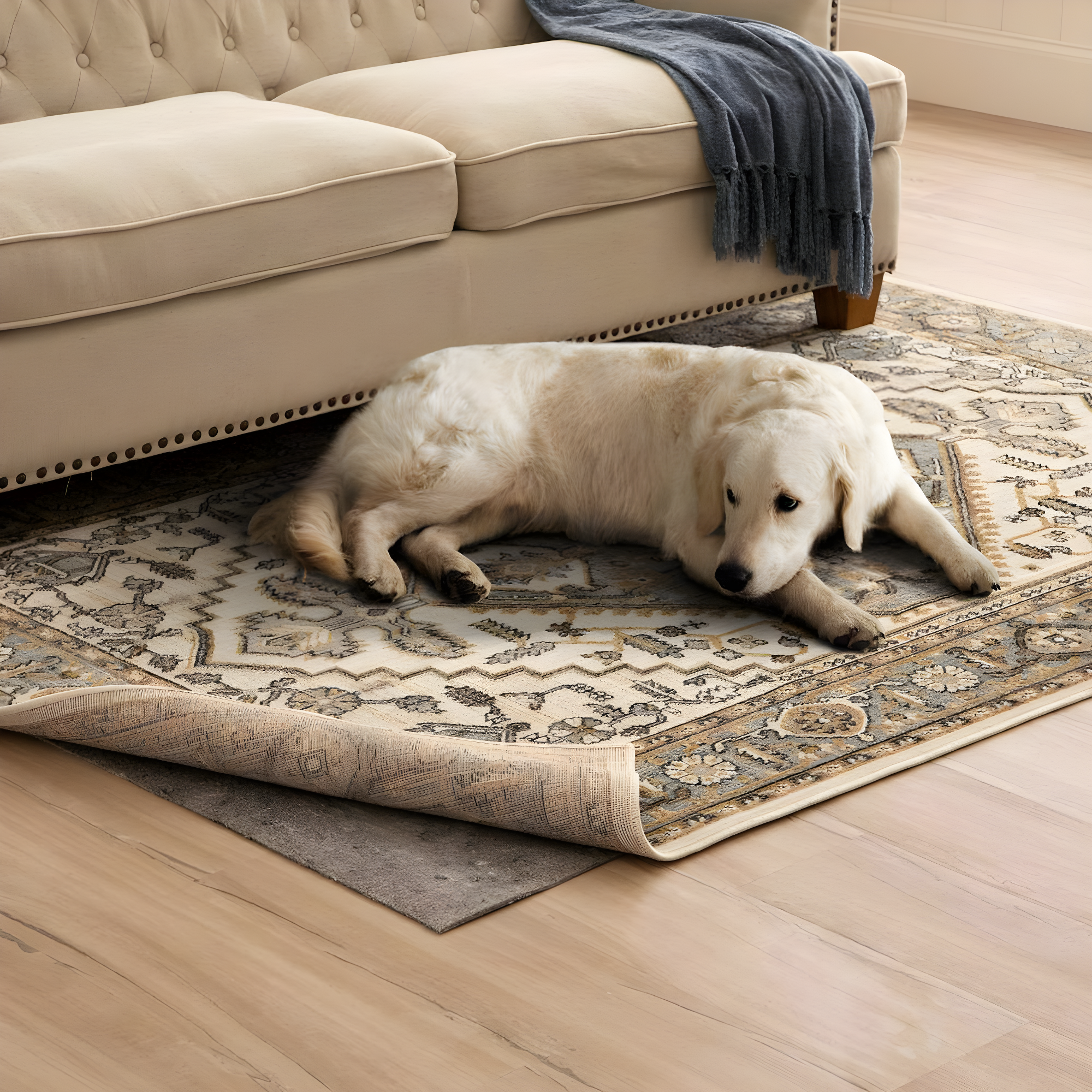 8'x10' Reversible Pet Proof Rug Pad Gray - Karastan: Skid-Resistant Rectangle Carpet Pad, Polyester, Latex Backing