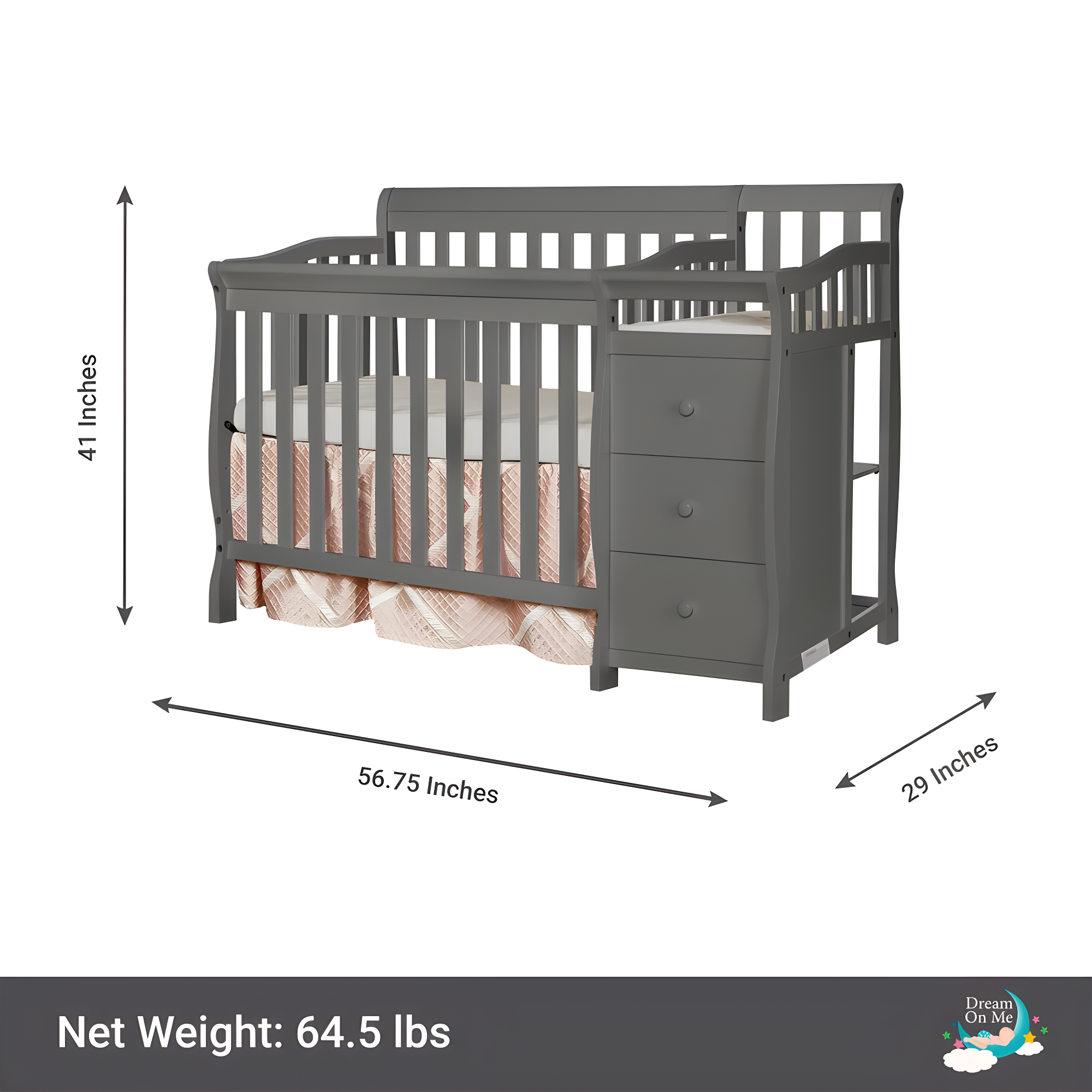Dream On Me Jayden 4-in-1 Mini Convertible Crib and Changer