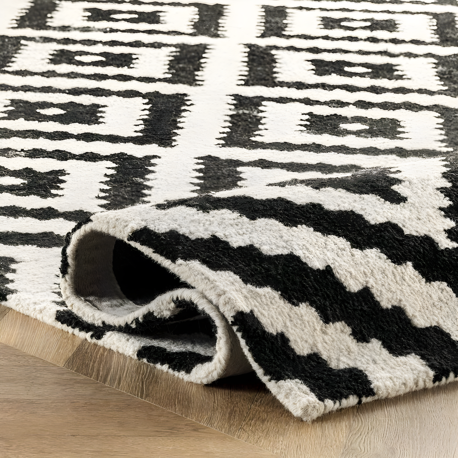 Nuloom Kellee Geometric 6 Square Wool Indoor Area Rug for Living Room Bedroom Dining Room Kitchen, Beige/Brown