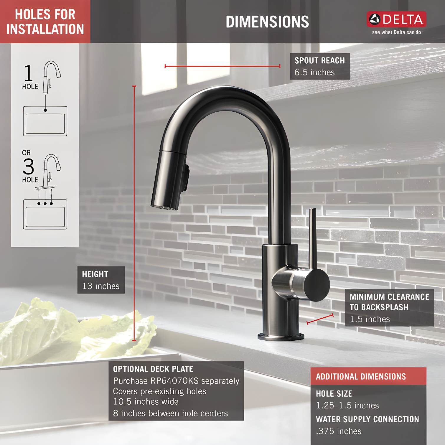 Trinsic Pull Down Sprayer Bar Faucet, Single Handle Prep Sink Faucet