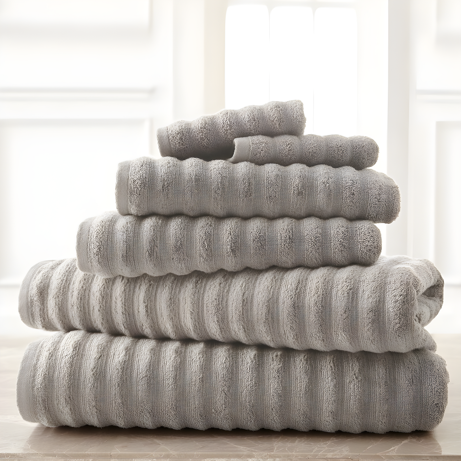 Modern Threads Spa Collection 6-Piece Ultra Soft Quick-Dry 550GSM 100% Combed Cotton Wavy Towel Set