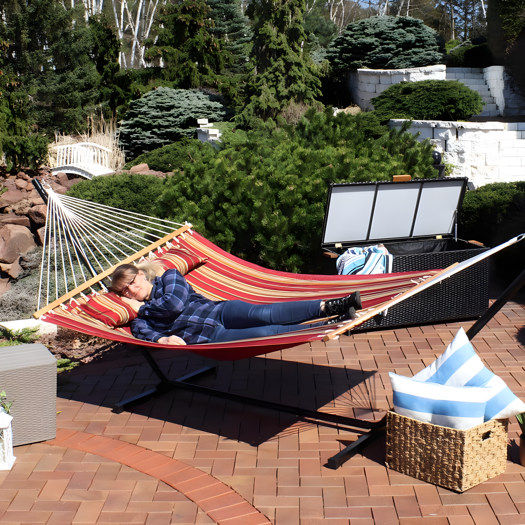 2-Person Quilted Polyester Spreader Bar Hammock