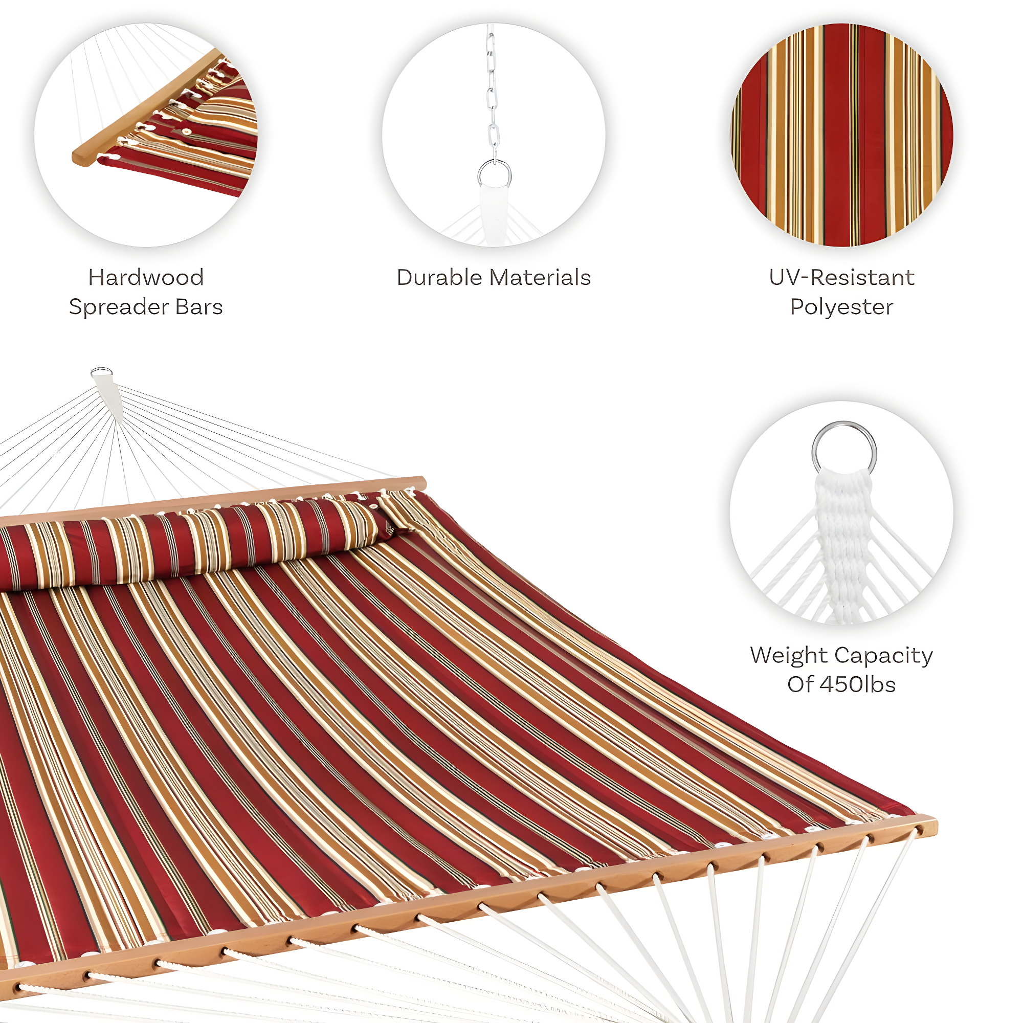 2-Person Quilted Polyester Spreader Bar Hammock