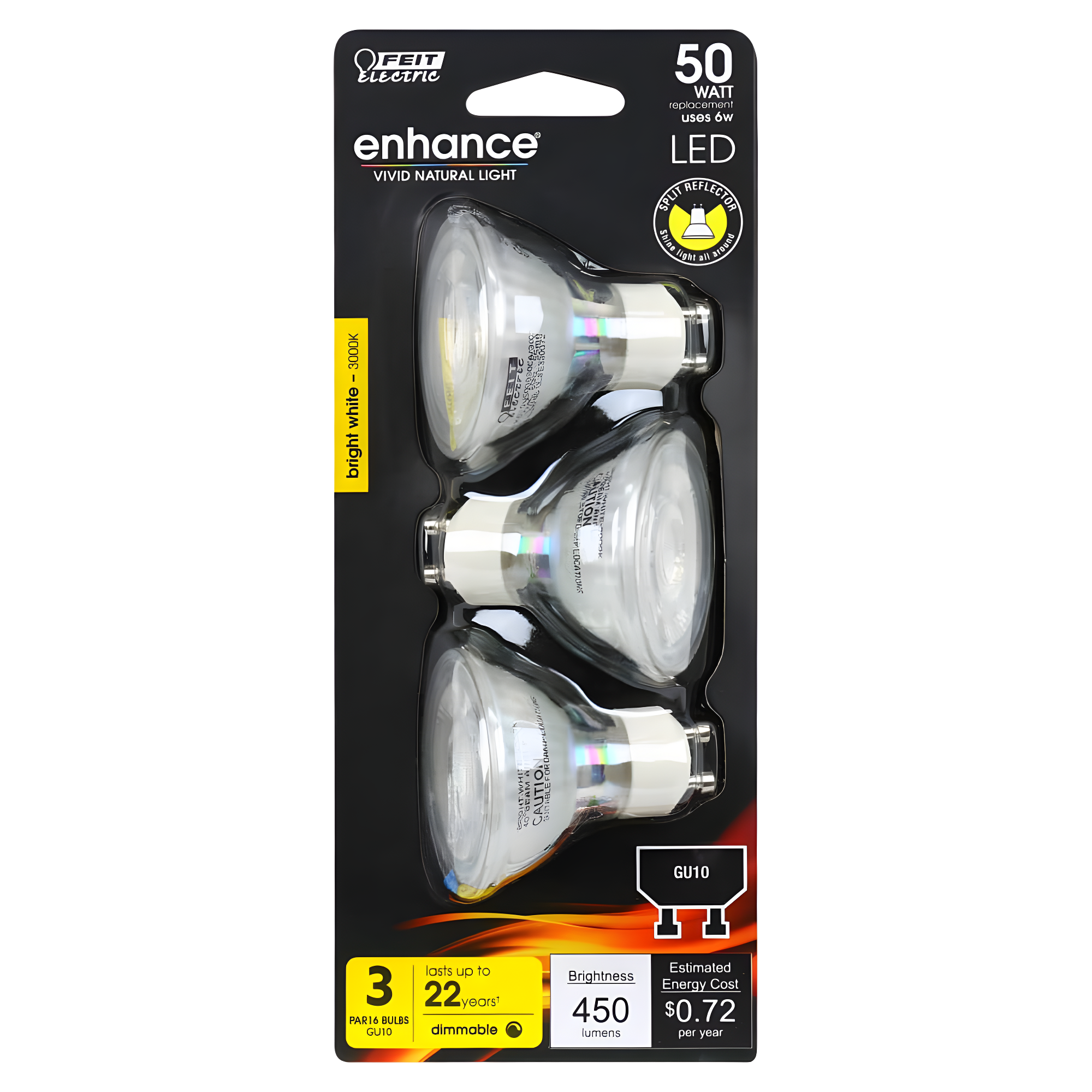 1 PC Feit Enhance MR16 GU10 LED Bulb Daylight 50 Watt Equivalence 3 pk