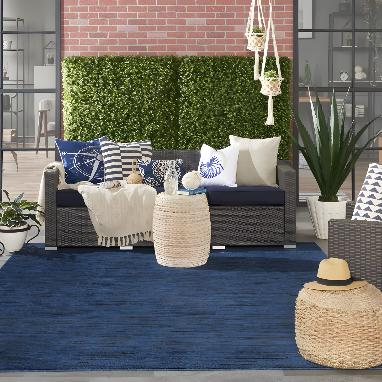 Nourison Nourison Essentials NRE01 Indoor/outdoor Area Rug - Midnight Blue 8' x 10'