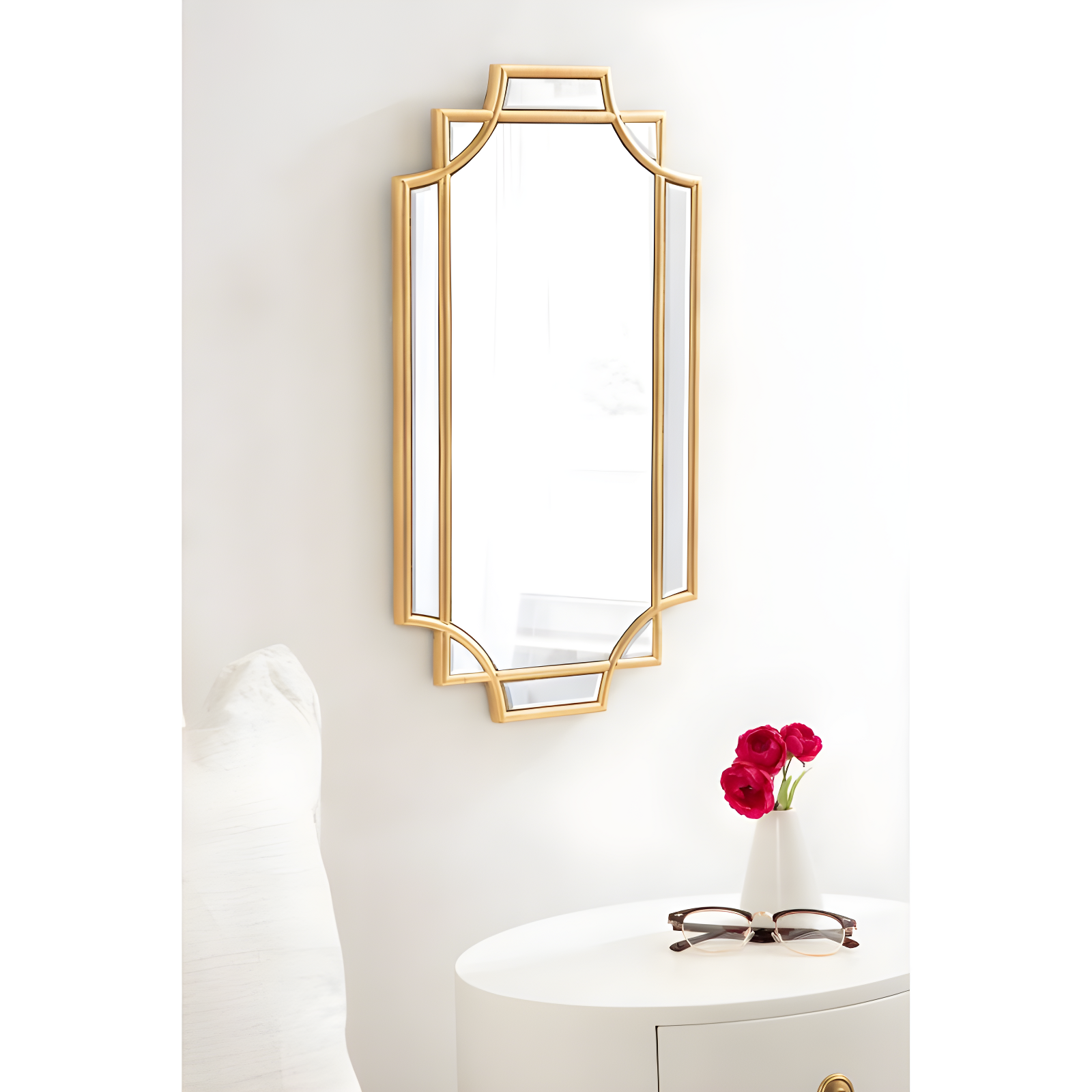 Kate & Laurel All Things Decor 11"x21" Minuette Decorative Framed Wall Mirror Gold: Luxury Glam Style, Rectangle Shape