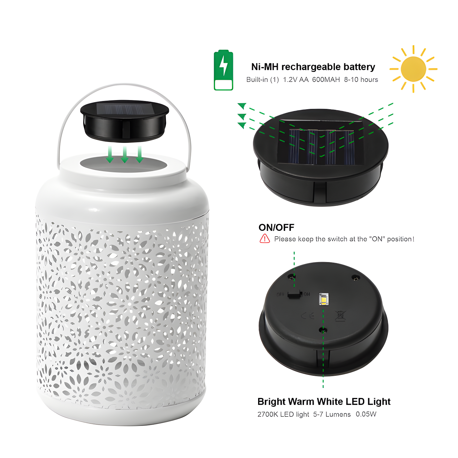 8.75'' Solar Powered Integrated LED Outdoor Lantern